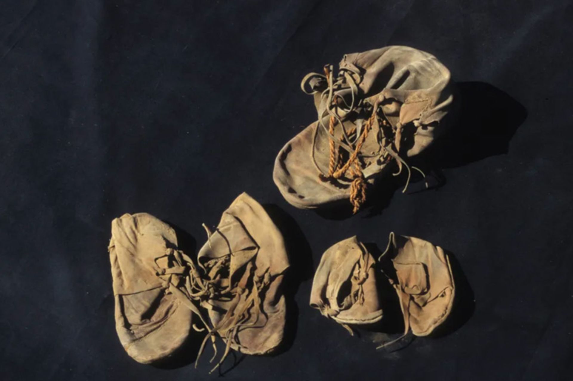 The set of ancie Egyptian shoes discovered from the pitcher