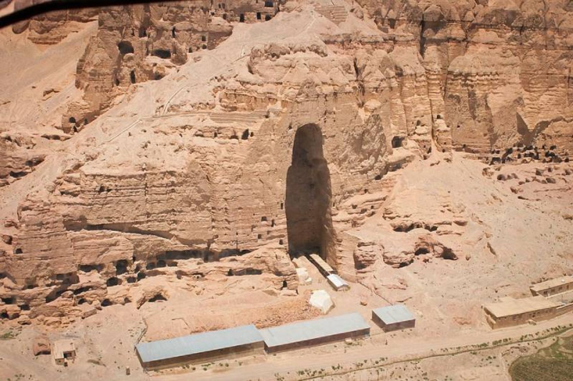 The empty place of the Afghan Buddha statue in the mouain
