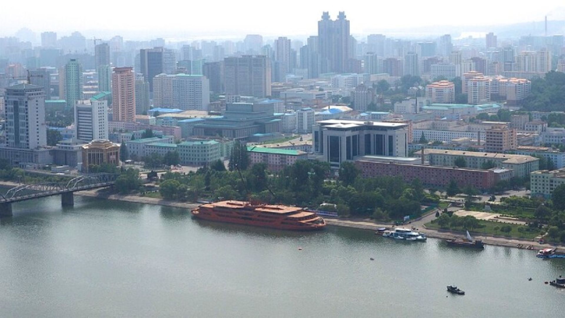 North Korea's Pyongyang city by river
