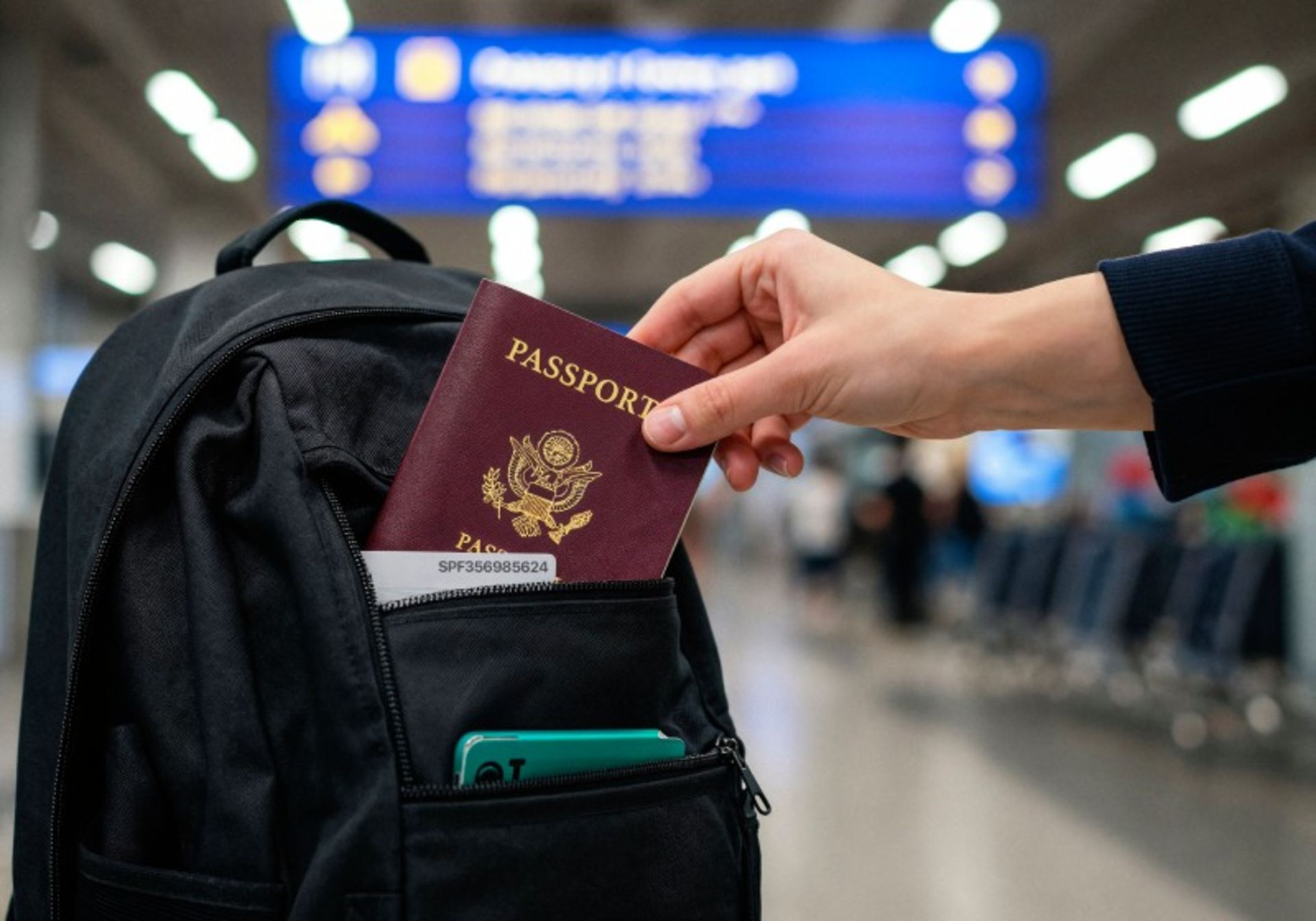 Passport in the backpack