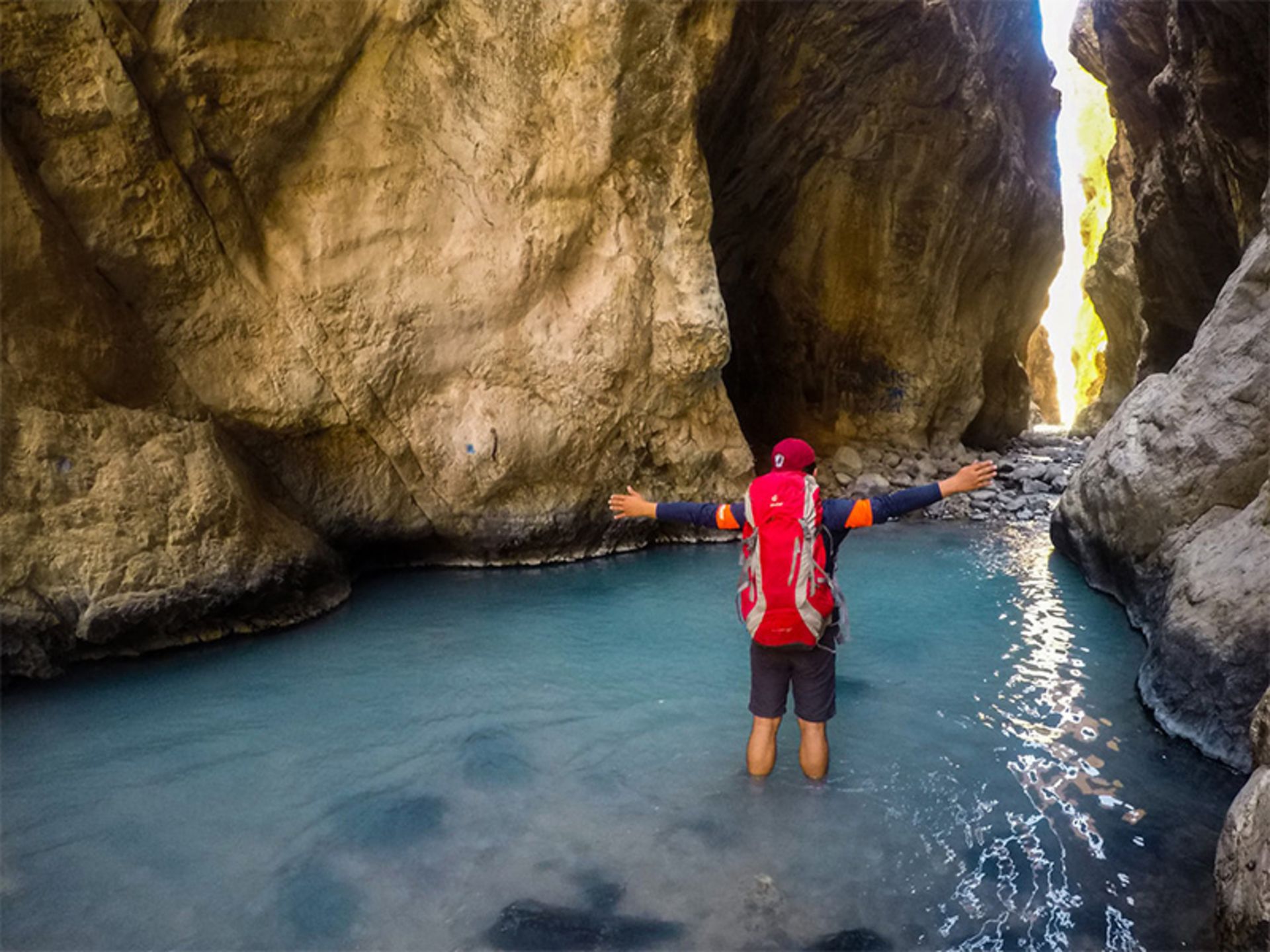 River climbing among the rocks of the Strait of Time