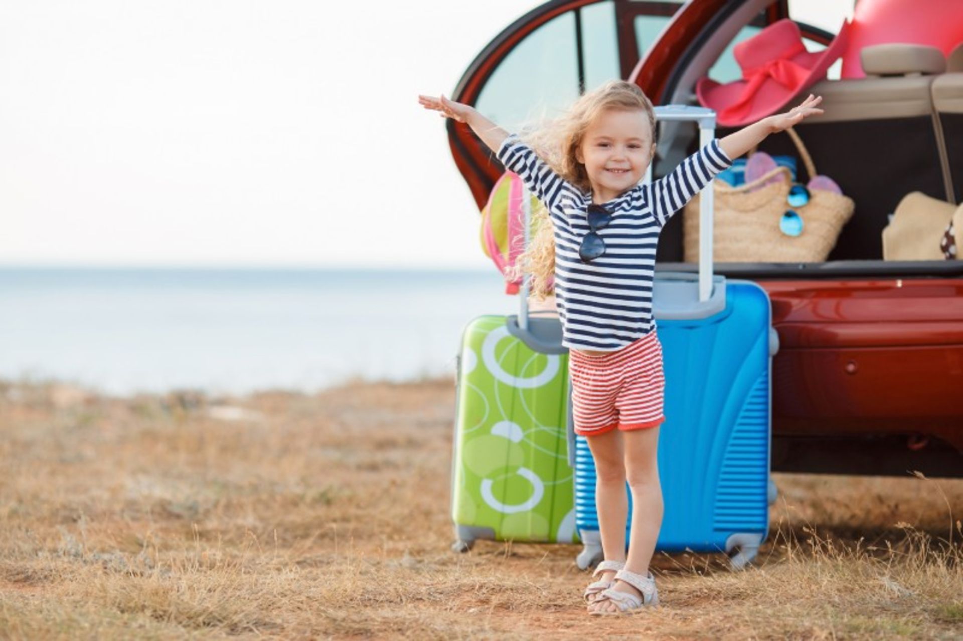Happy child on the trip
