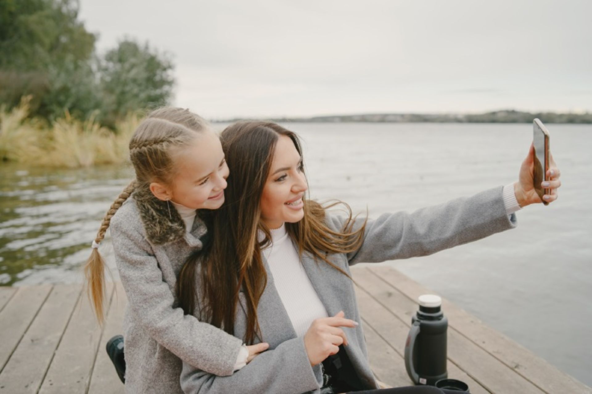 Photo of mom and daughter in nature