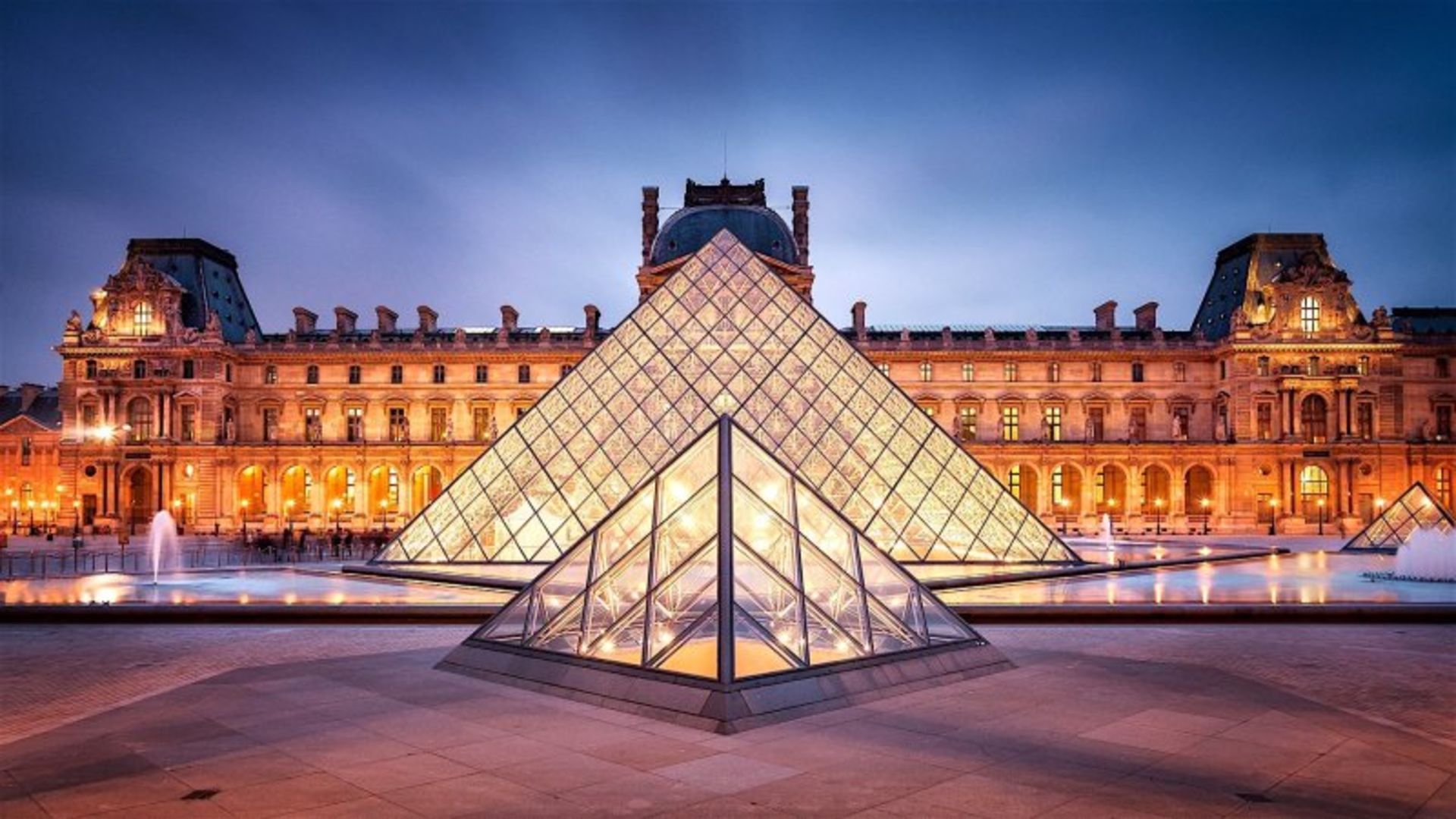 Louvre Museum Glass Pyramid at Night