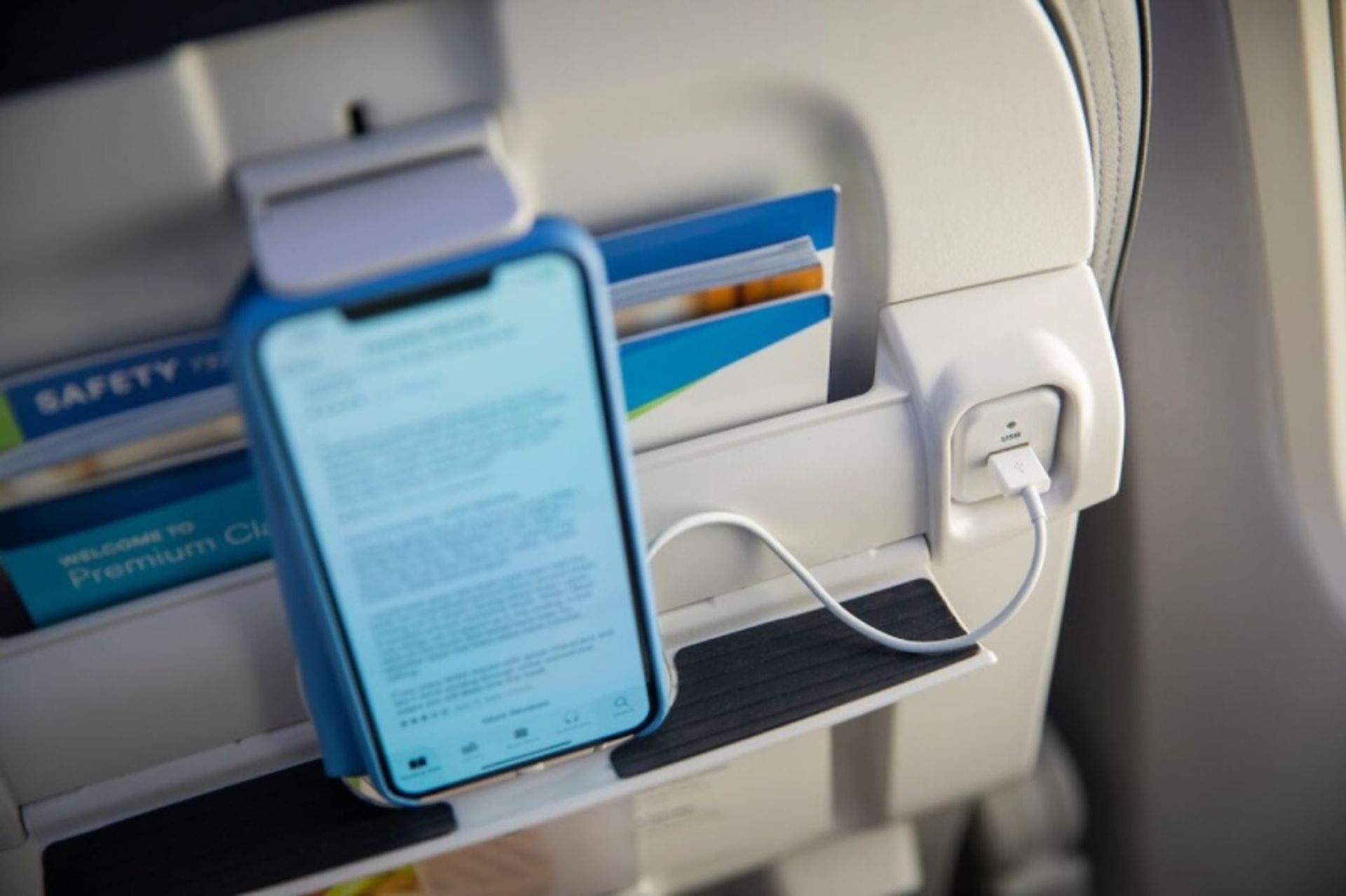 Charging mobile phone on aircraft