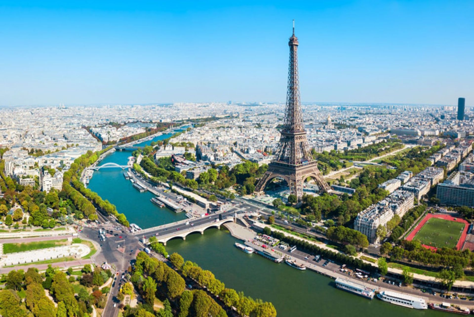 Aerial photo from Paris City with Eiffel Tower Background