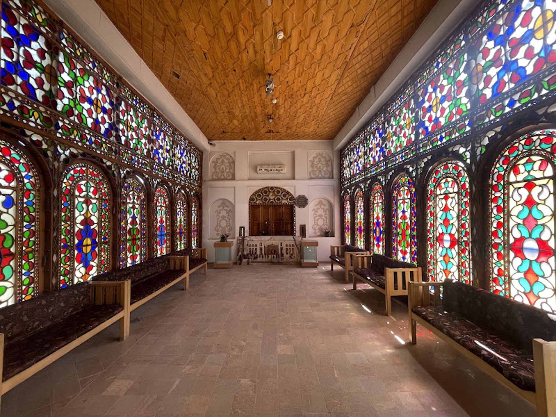 The ierior of the Constitutional House with colored glass