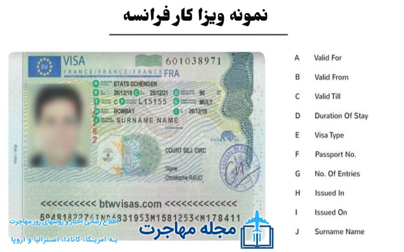 Photo of a French visa sample