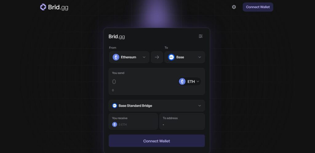 How to bridge the assets to the base network via brid.gg
