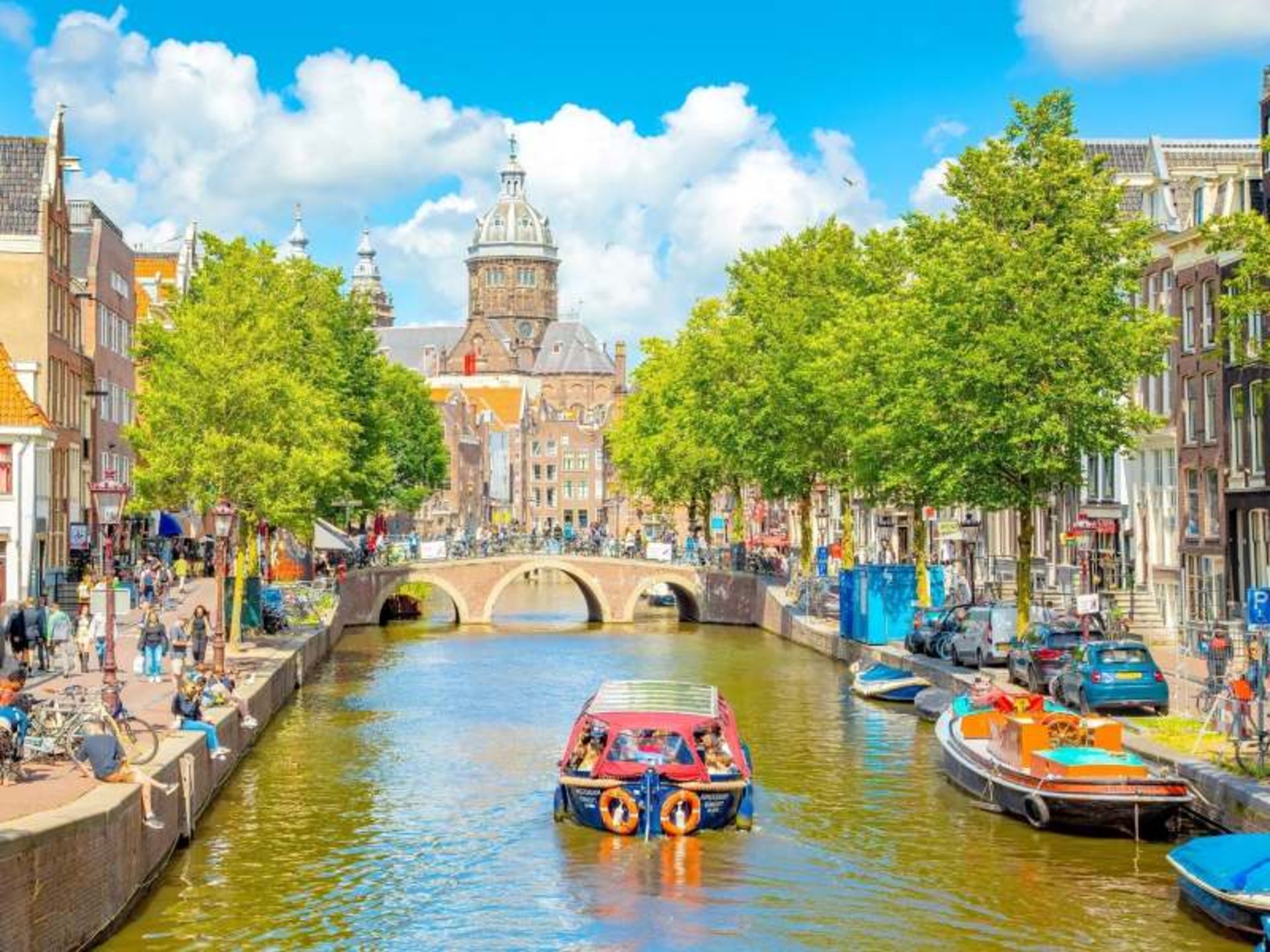 Boating in Amsterdam City Water Canal