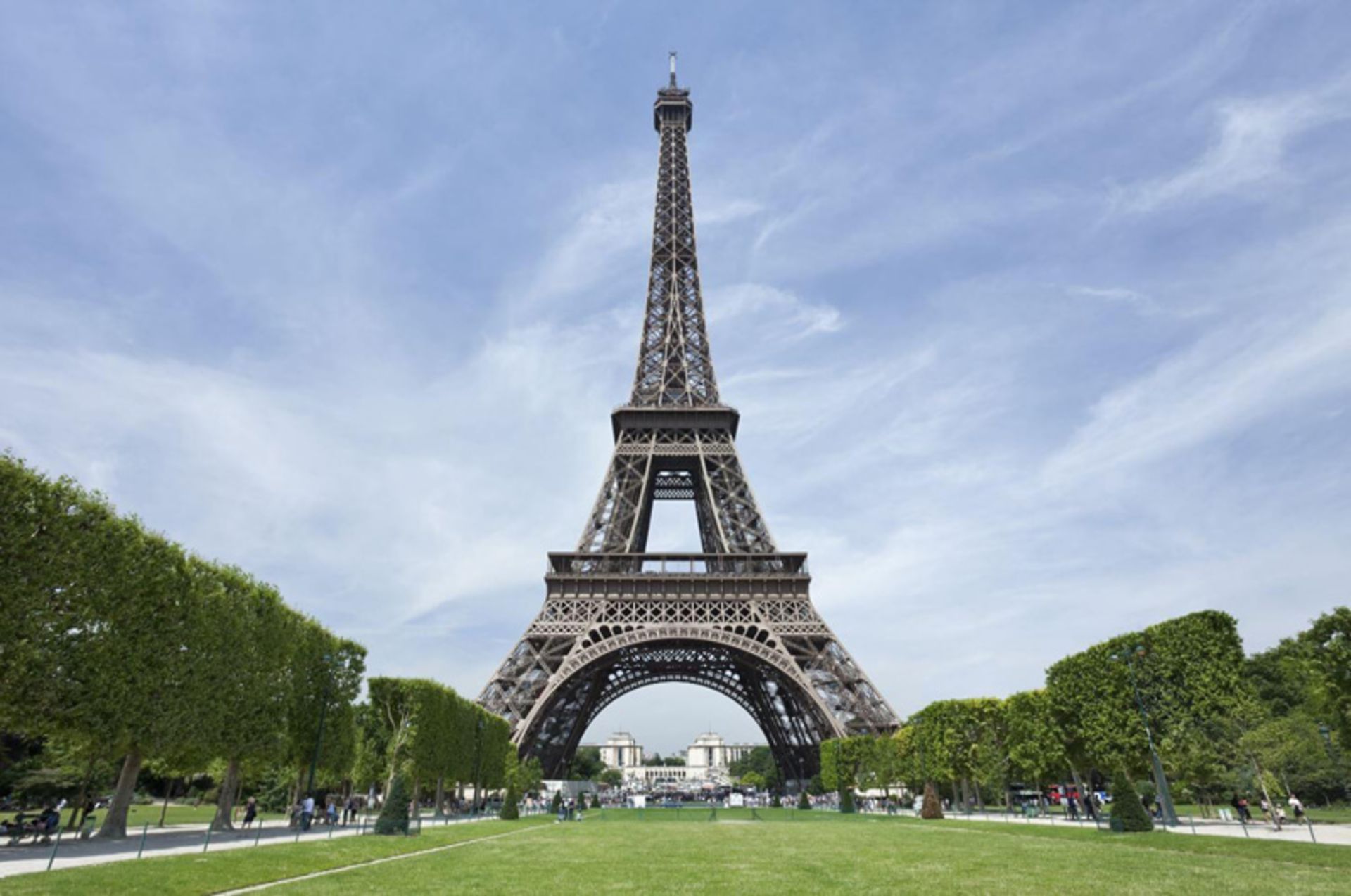 Eiffel Tower in a lush area