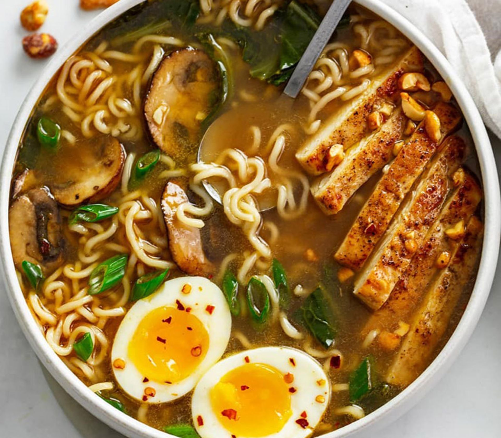 Rhuman bowl with boiled egg
