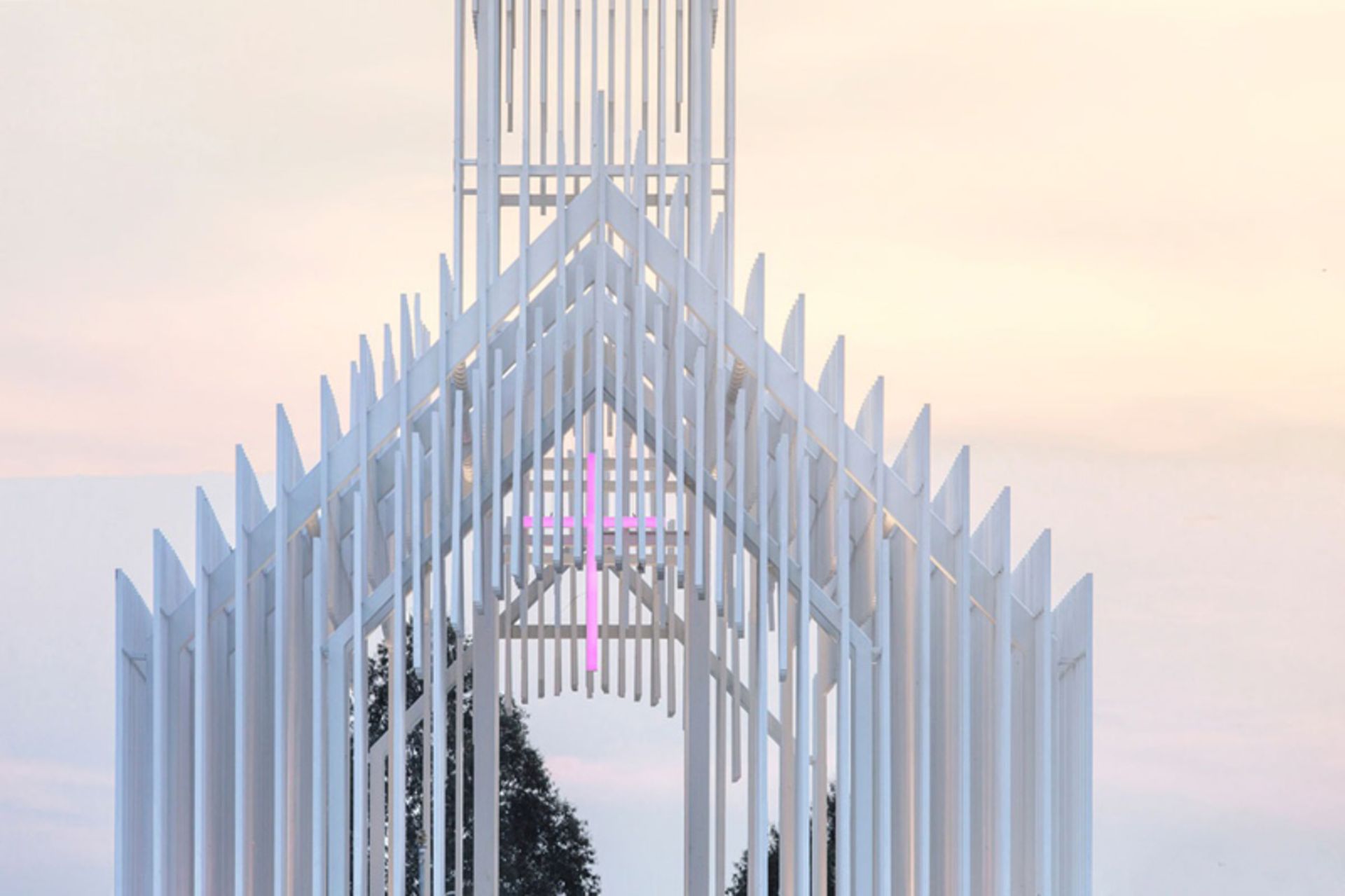 Installing a cross on the erance to the church without shadow