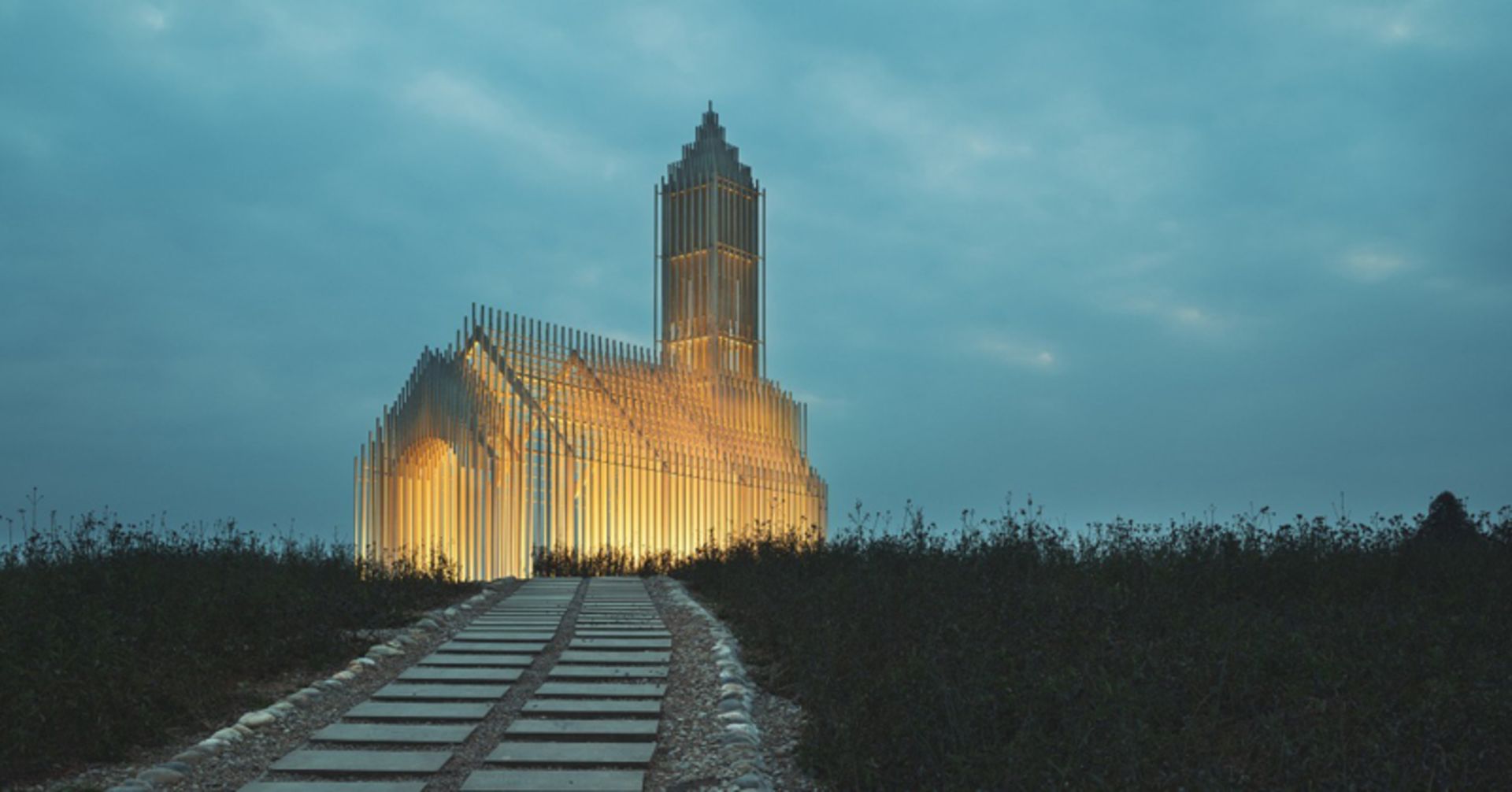 The brightness of the church -free church in the night