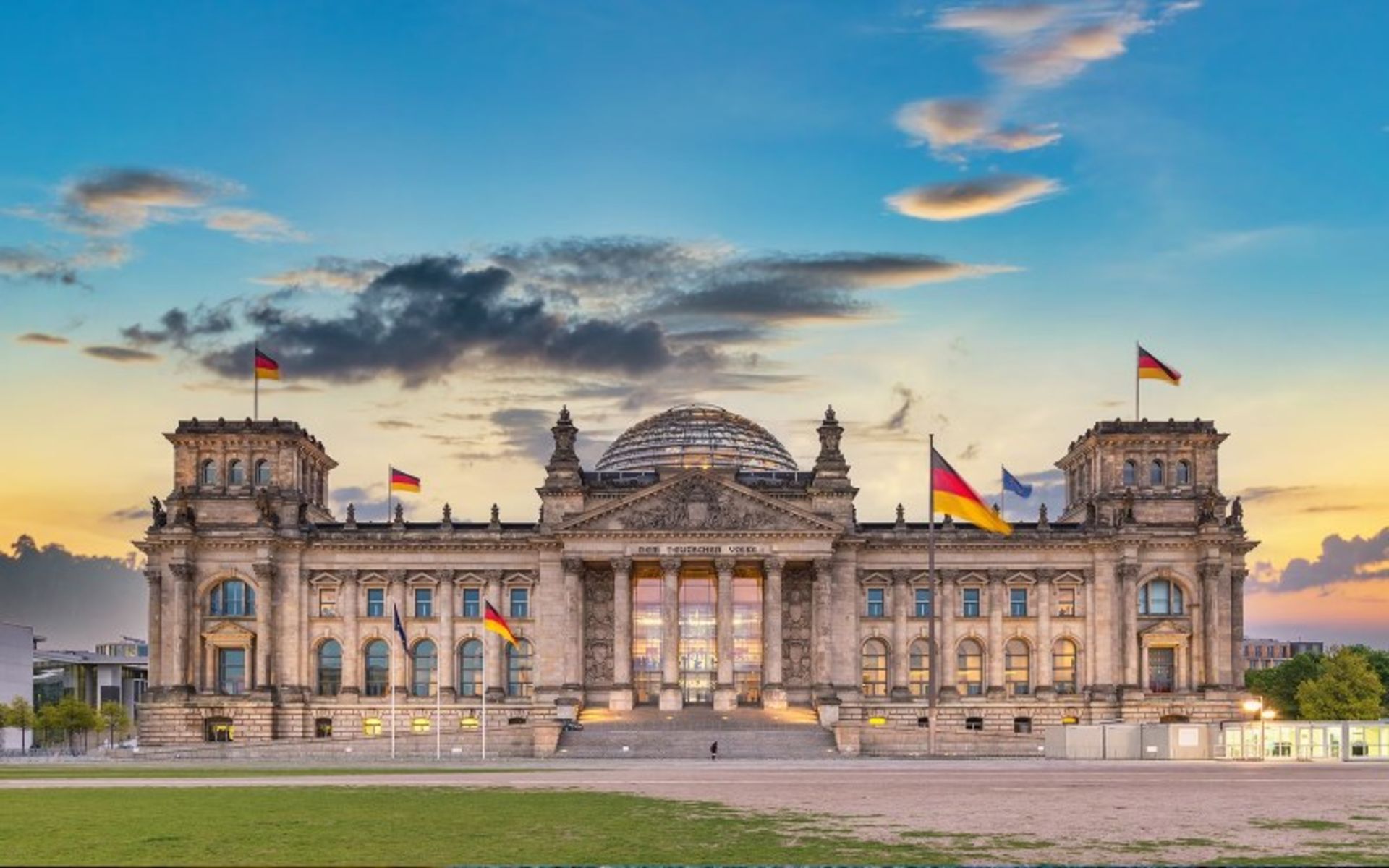 Reichteg building with the German flag