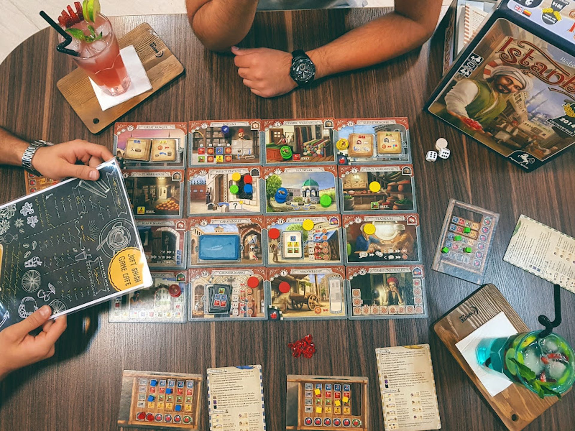 Desktop game in the cafe