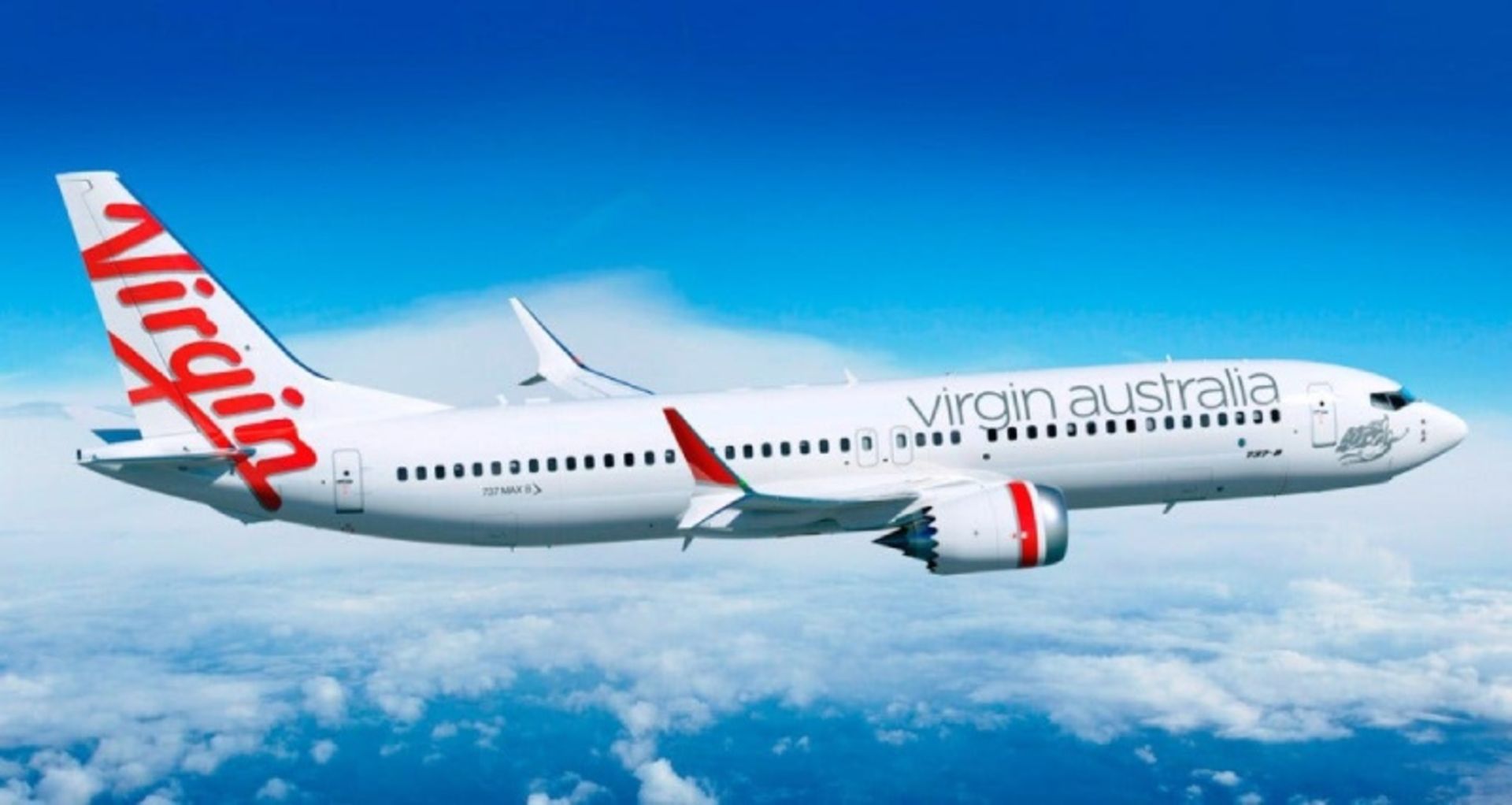 Australian Virgin Airlines over the clouds