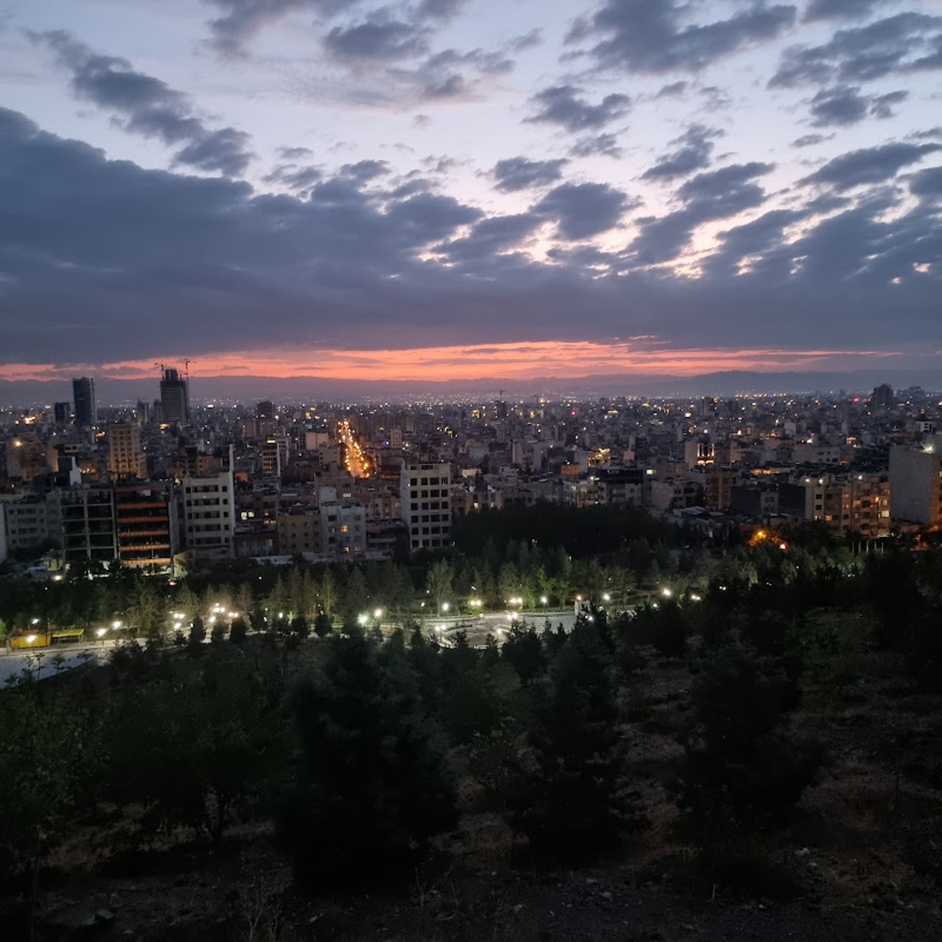 A view of the city of Mashhad from the roof of Hashemieh