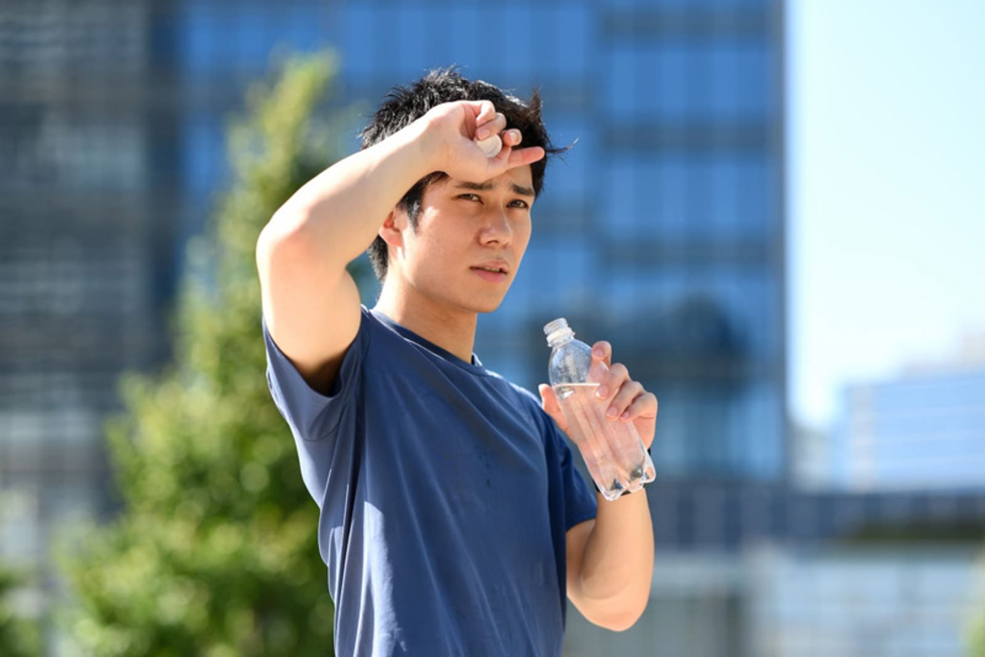 Asian man -made man in the summer