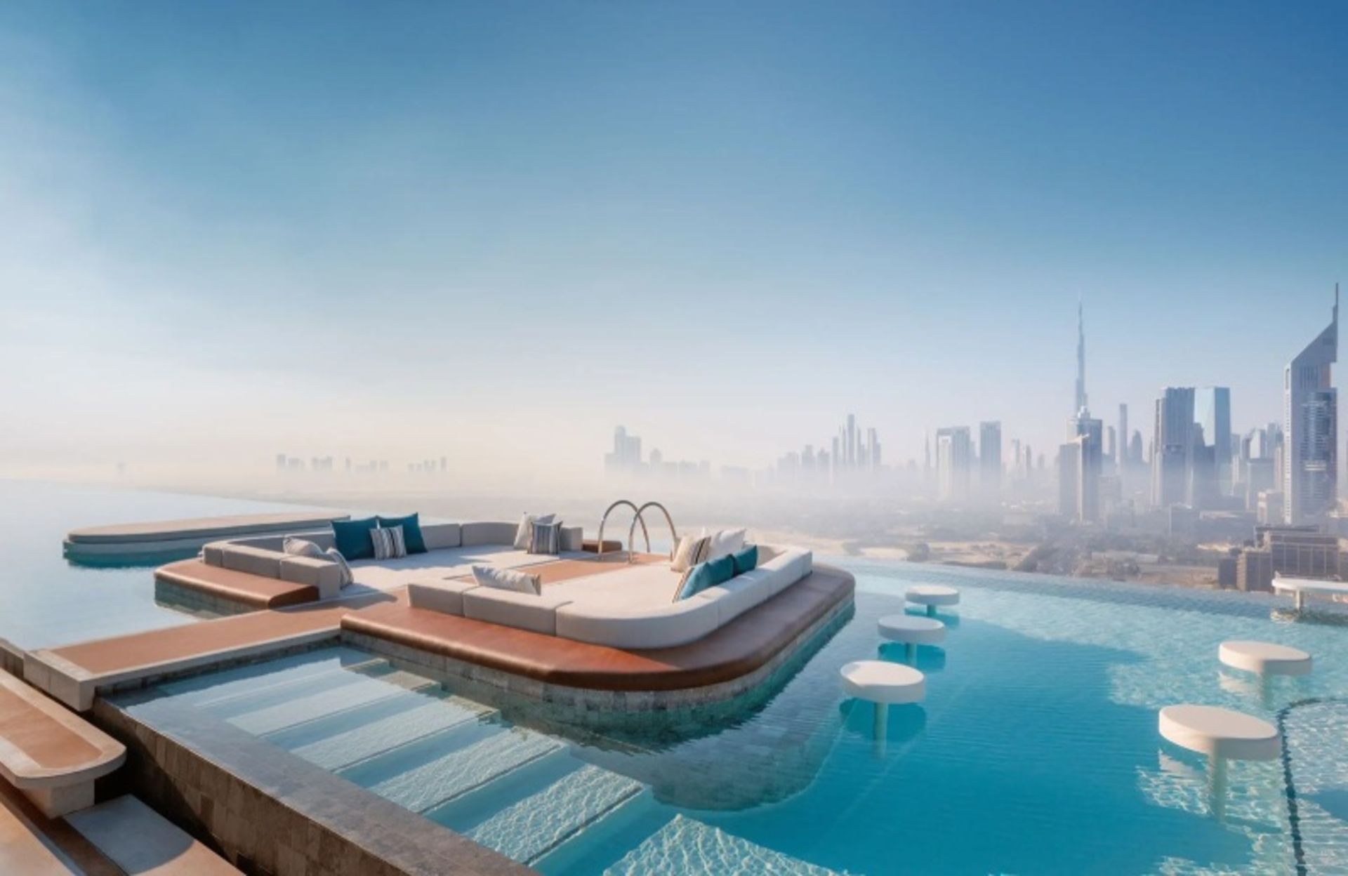 Furniture and landscape of the building in the Roof Top Top Pool