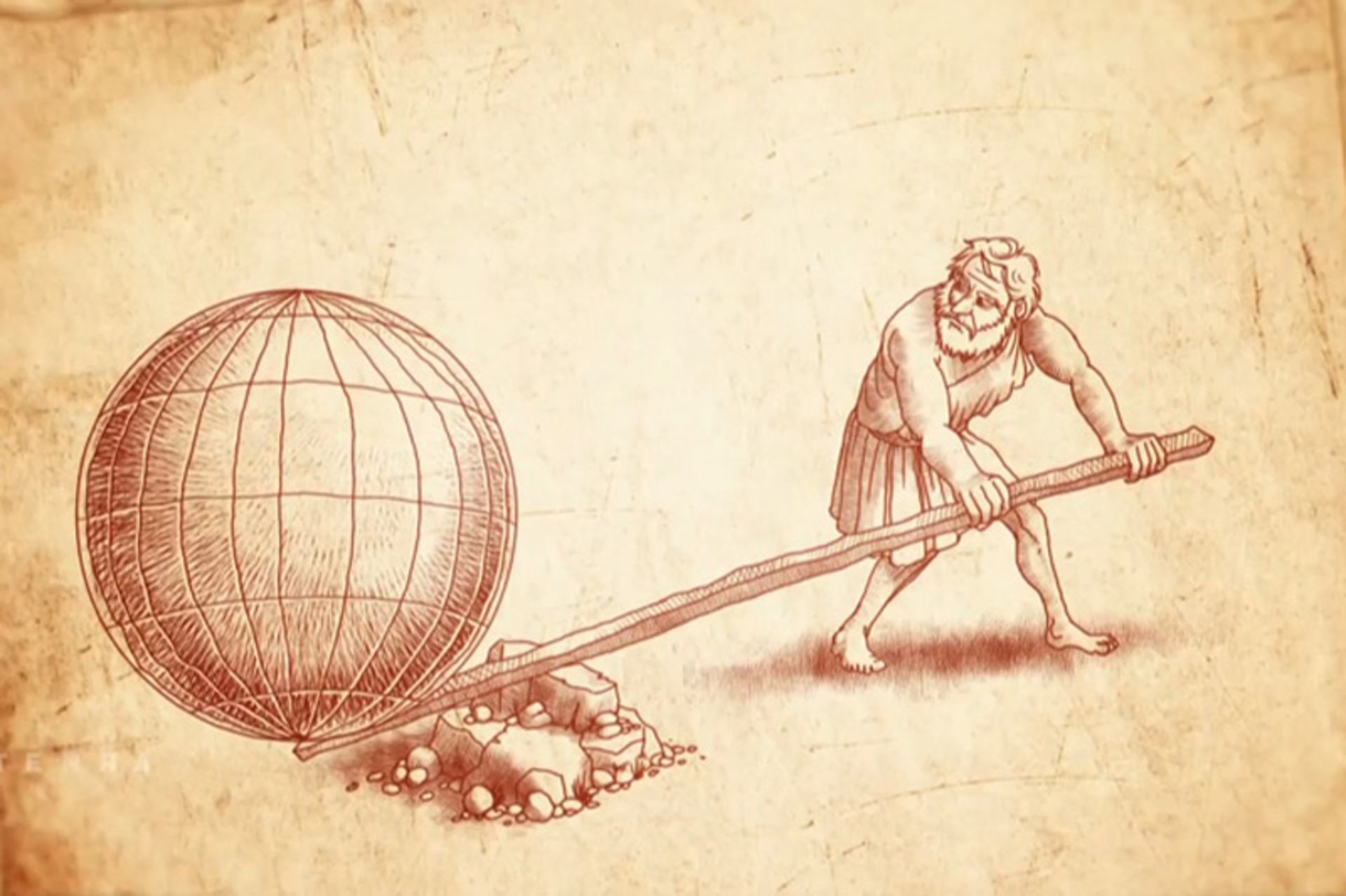 Archimedes paiing is lifting the Earth with lever