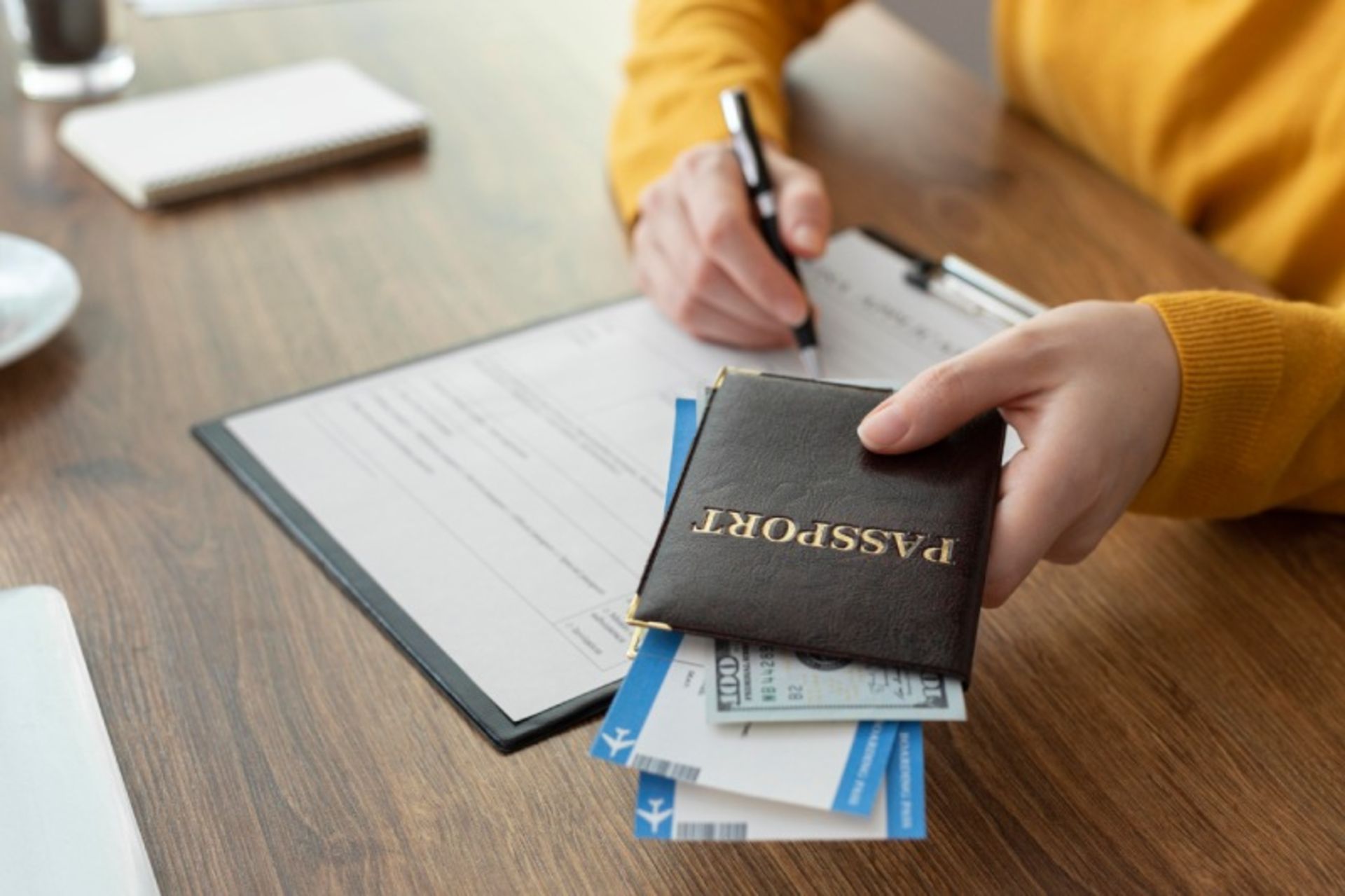 Passport and travel tickets 