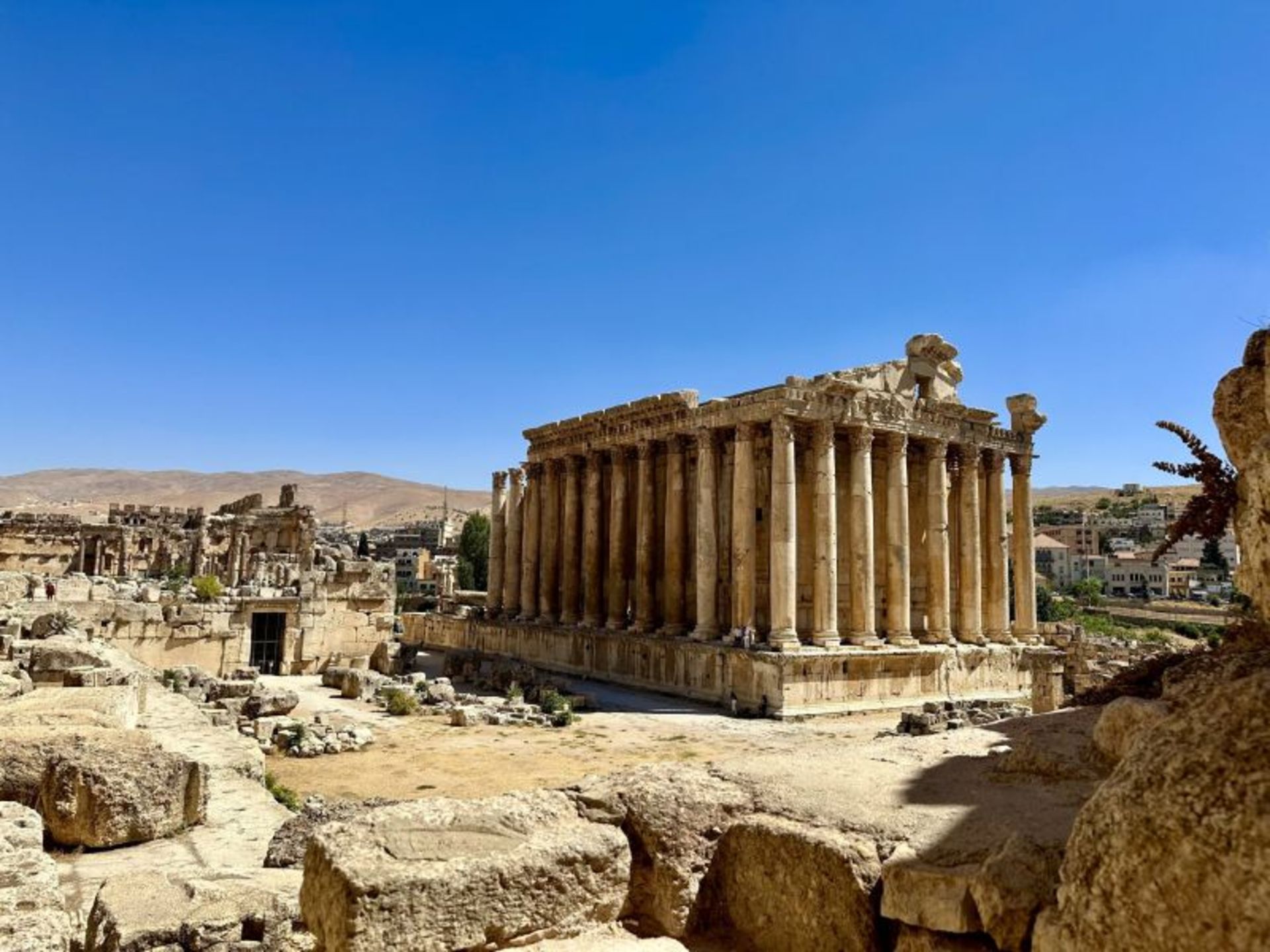 The ruins of the ancie city of Baalbek on sunny day