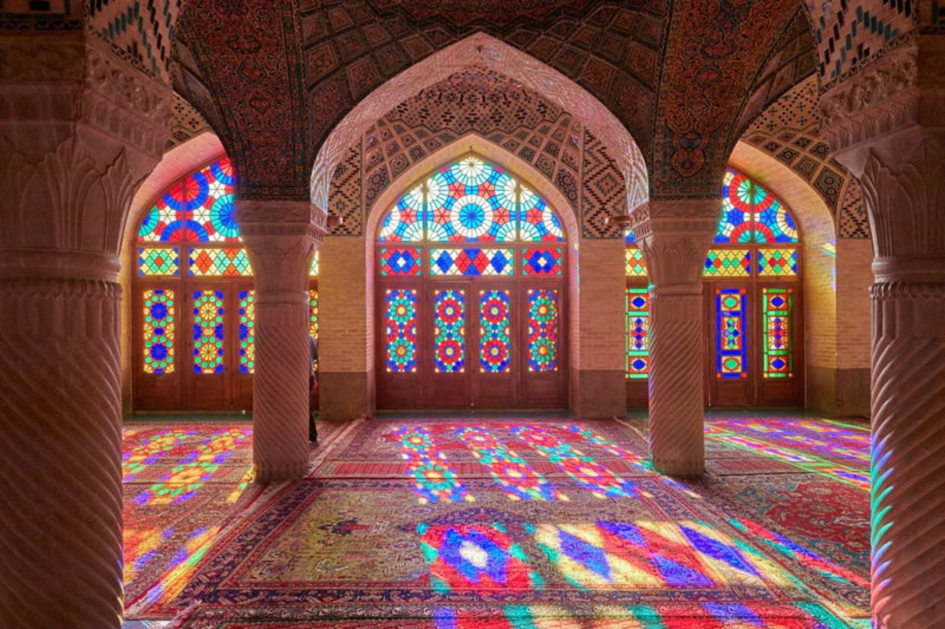 The ierior of the Nasir al -Molk Mosque in Shiraz