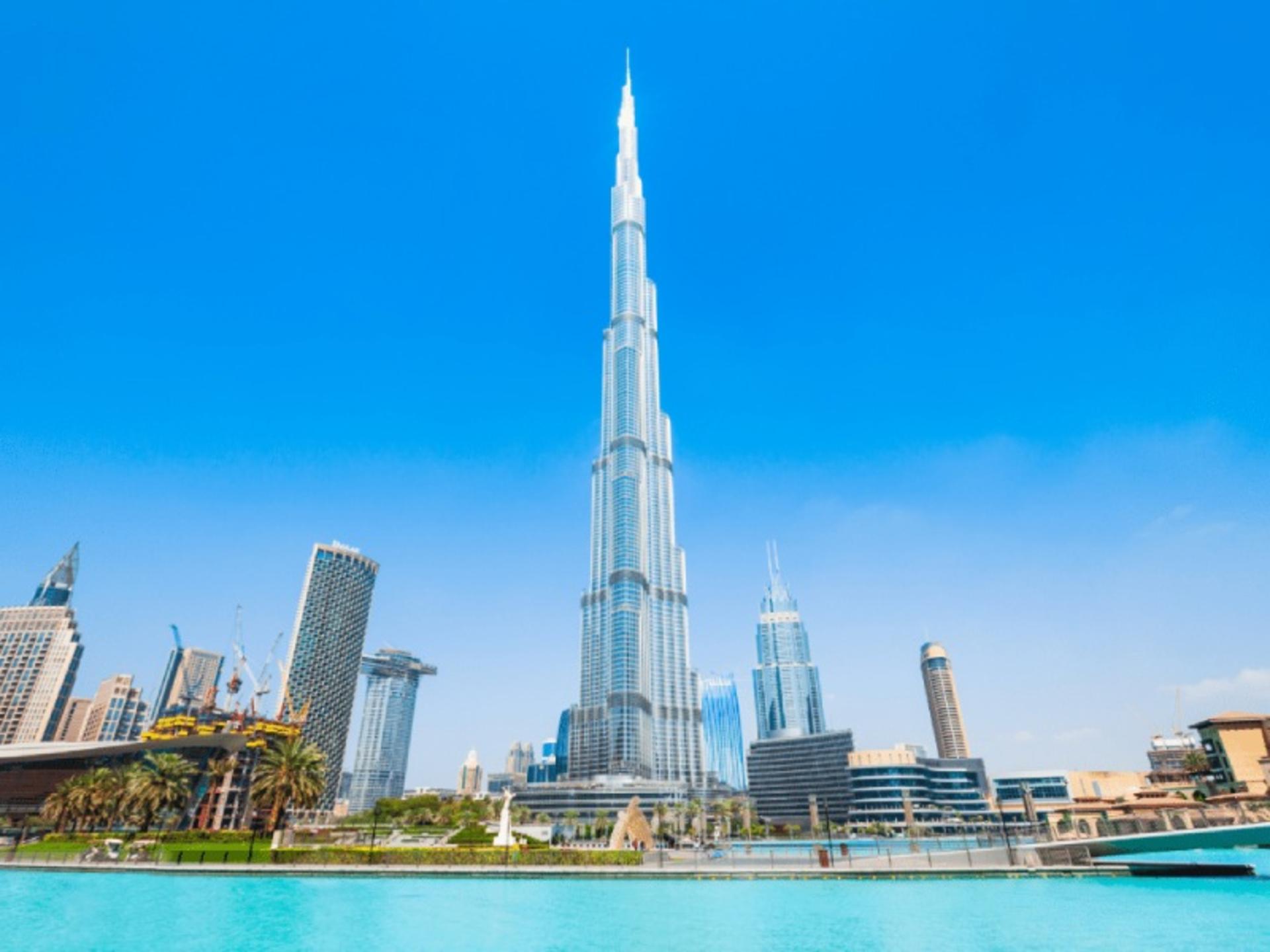 Exterior of the Khalifa Tower building and the surrounding buildings
