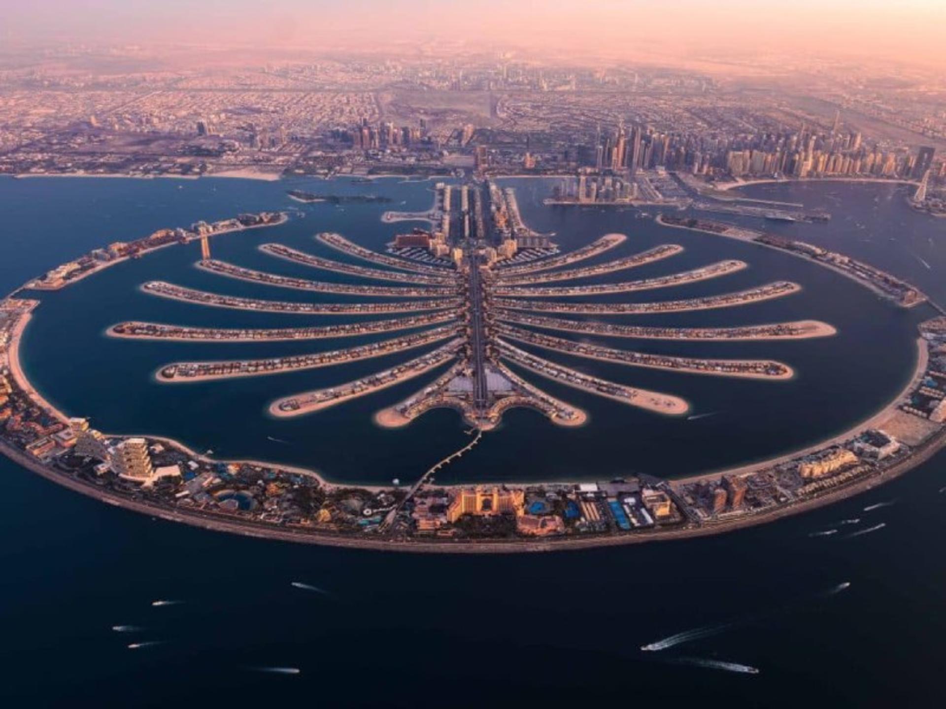 Aerial image of Jumeirah Island in the sea