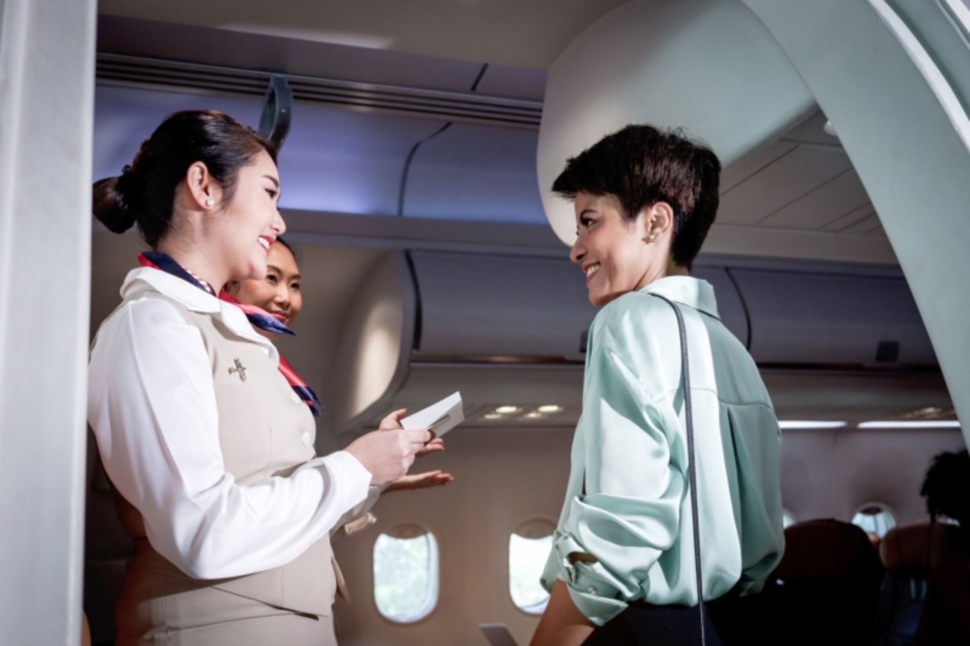 Talking the airplane with the passenger