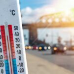 The thermometer indicator hot air in the summer