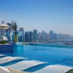 Pool beds, canopies and landscapes in the Roof Top Pool Dubai Dubai Hotel Dubai Collection