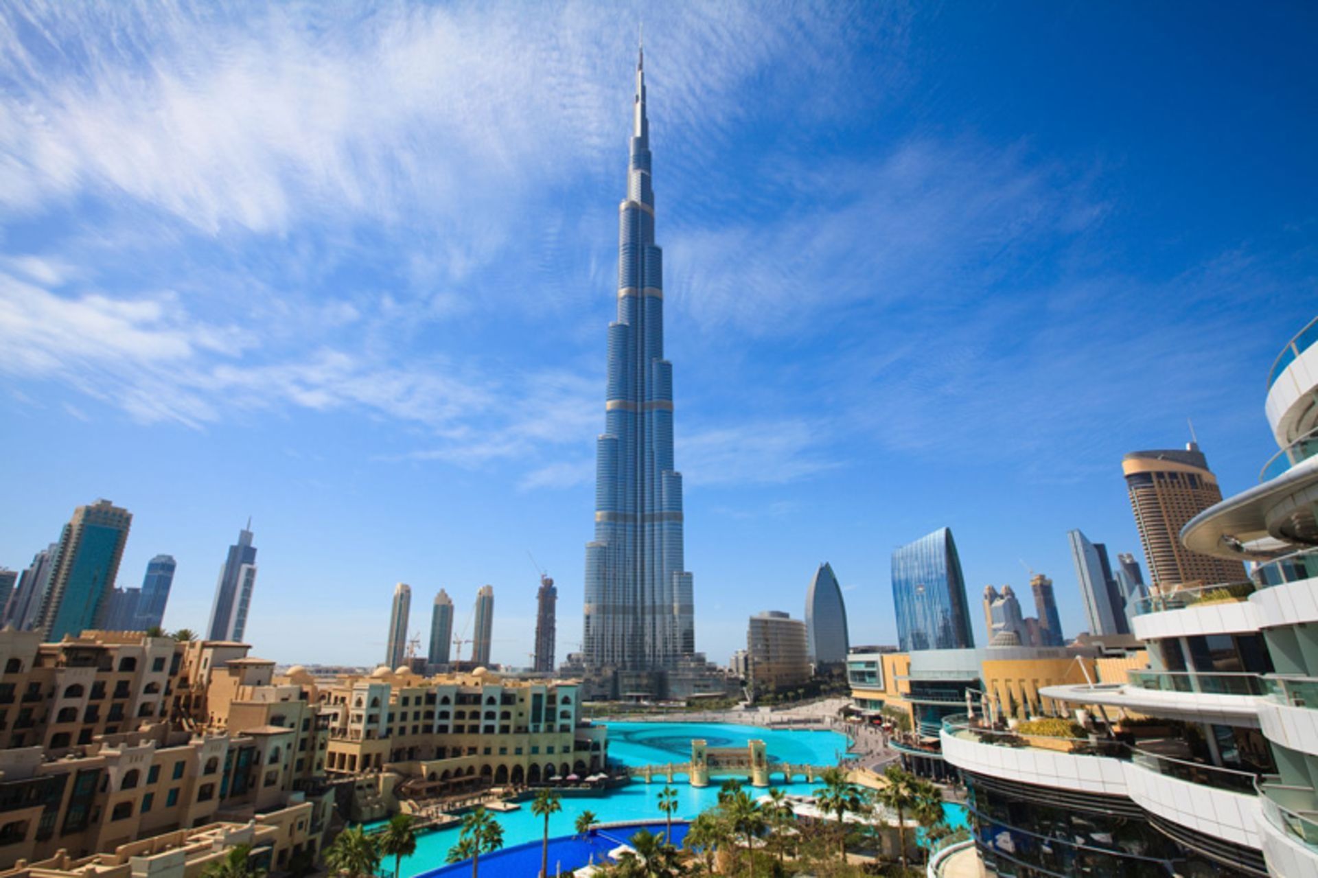 Dubai Caliph Tower under the blue sky