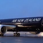 Air New Zealand's black plane in the runway