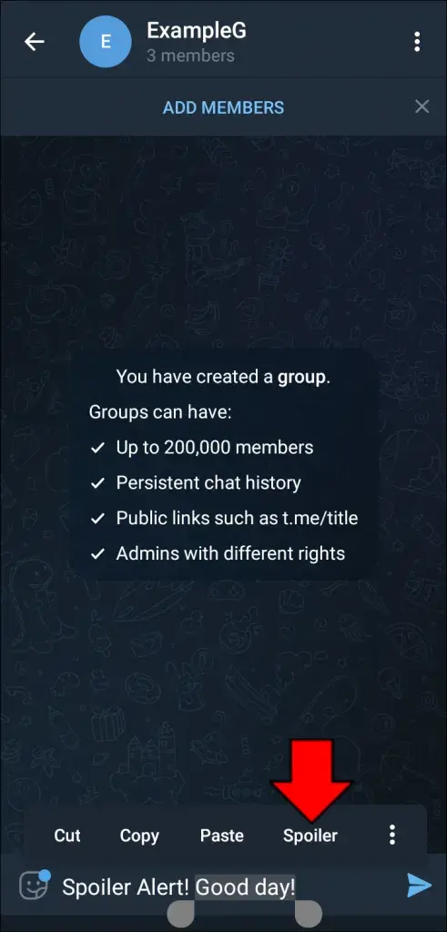 Telegram spoiler
