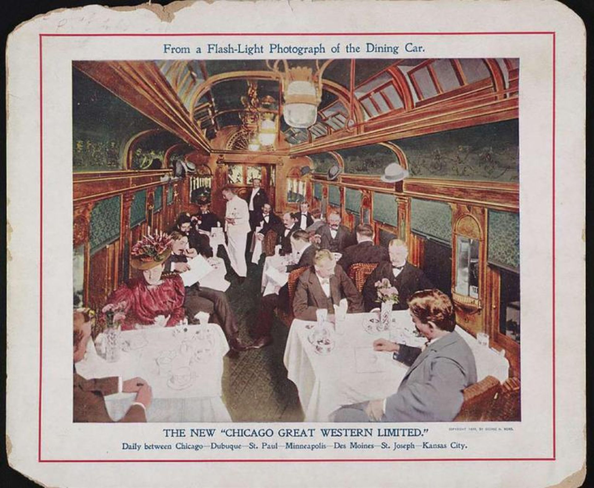 Passengers inside the restaura wagon on the train