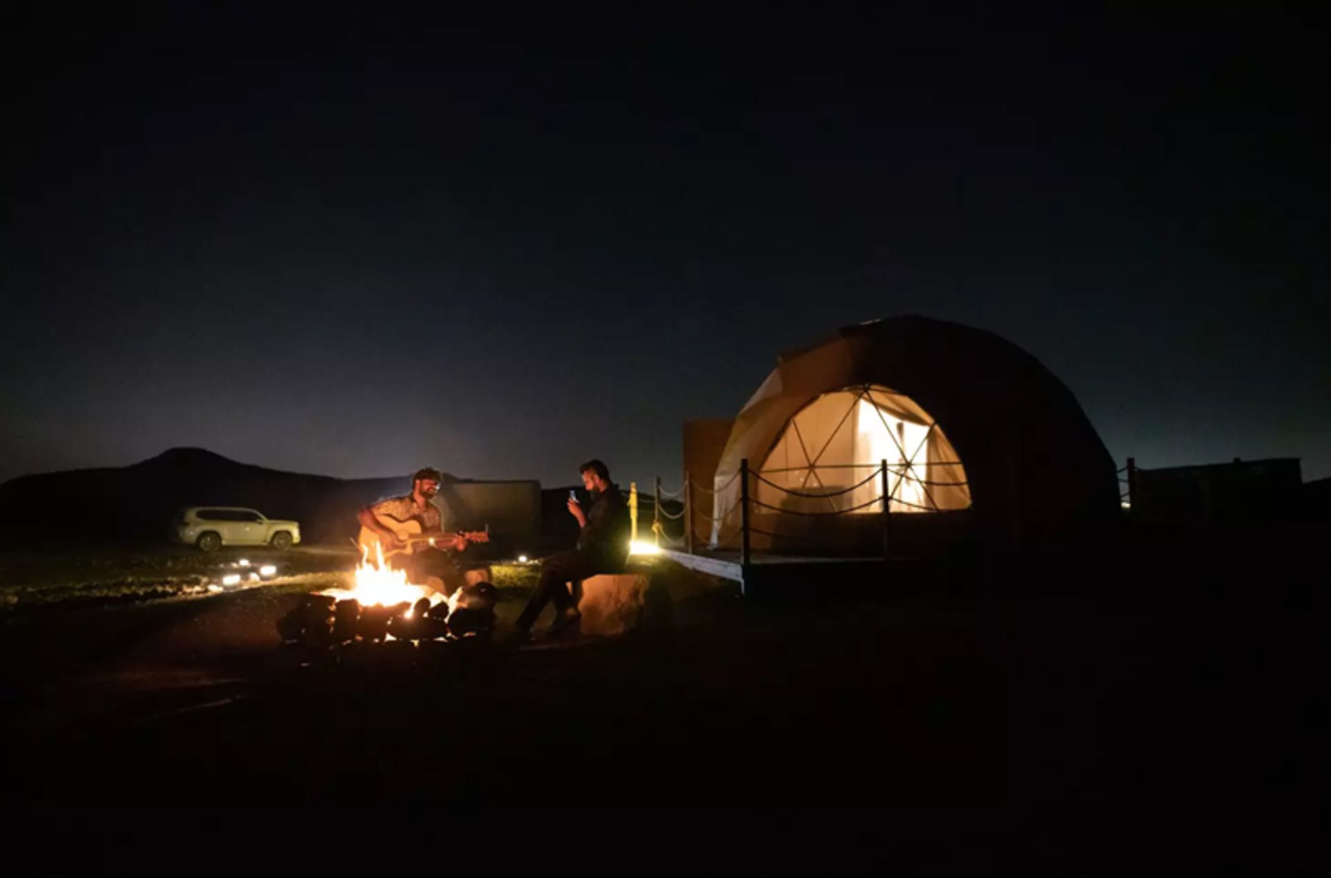 Double Camping in Abu Dhabi Night Desert