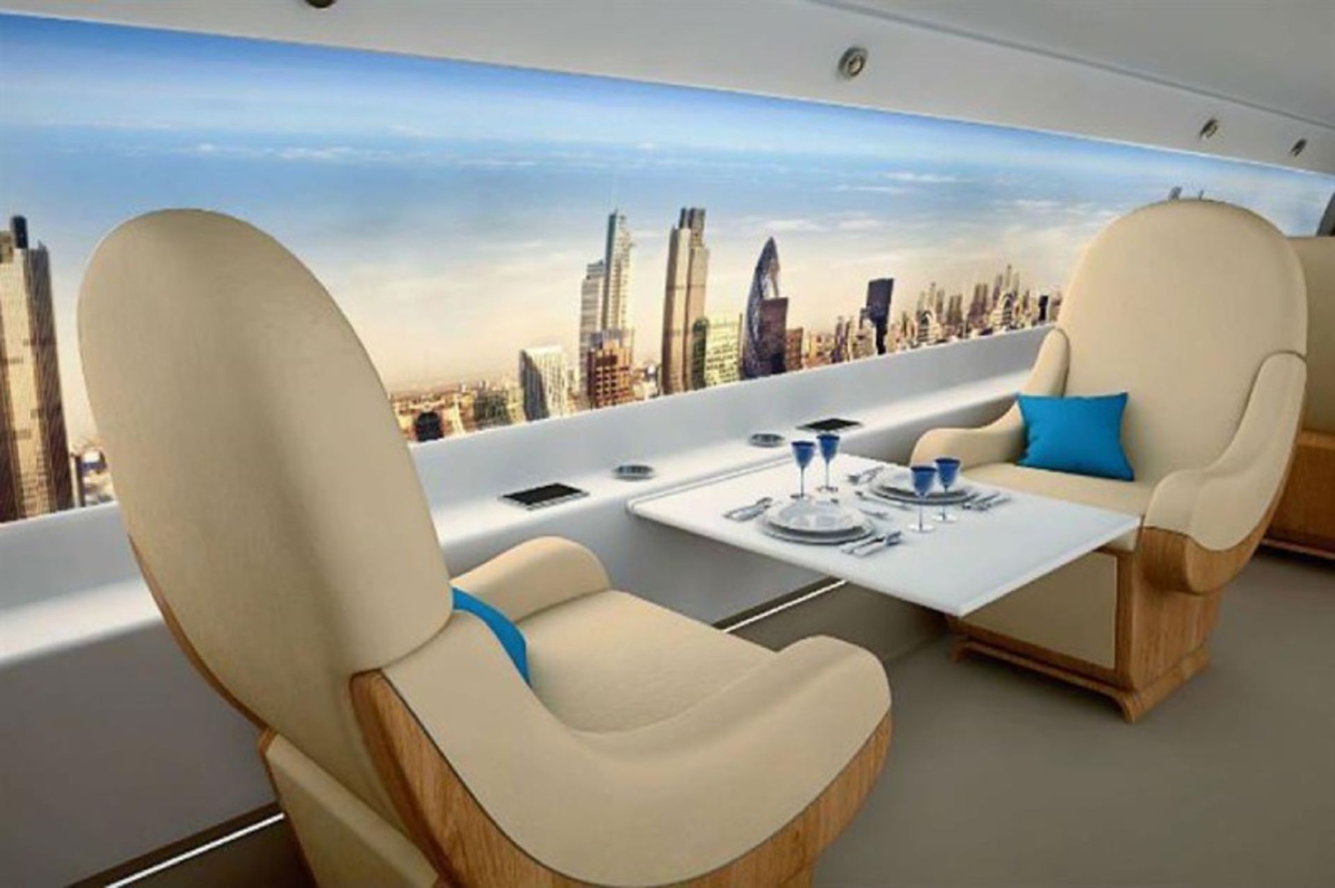 Smart aircraft cabin with large window