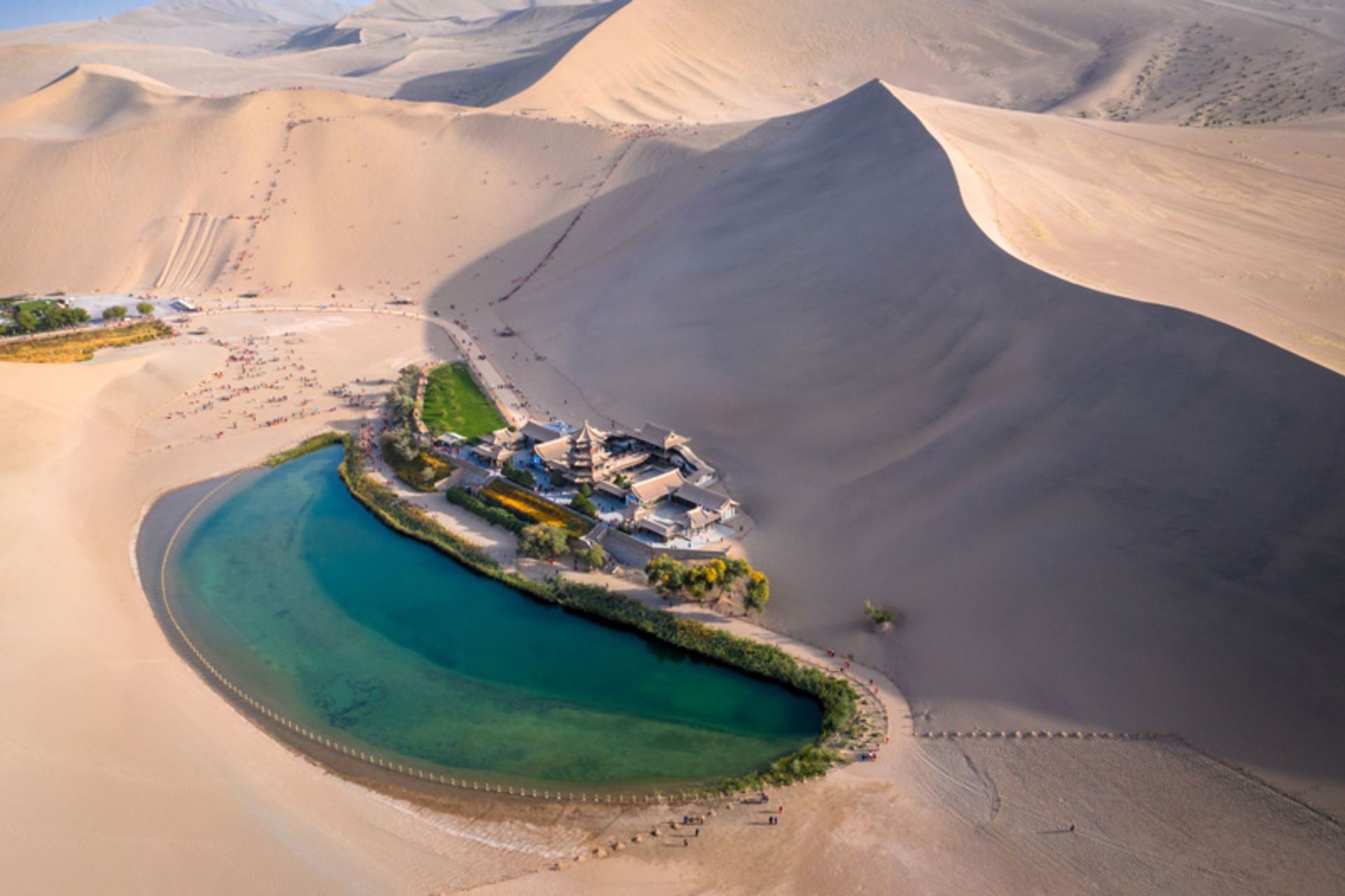 Oasis in the Gabi desert in China