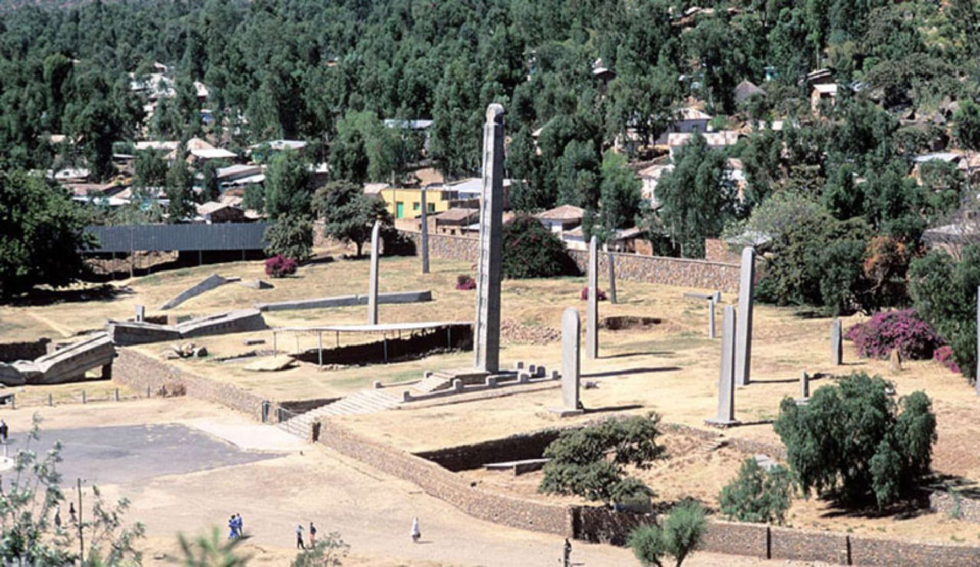 Ethiopia tall and ancie stone columns in the axom