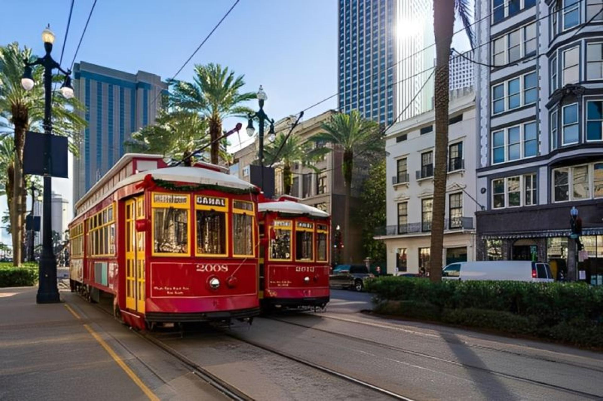 Tram on New Orleans Channel Street 