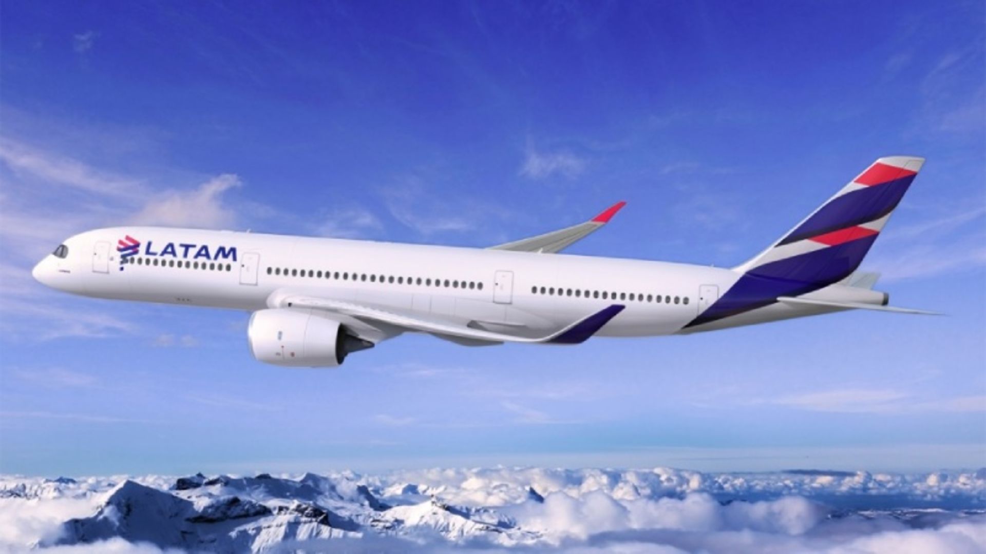 Latam Airlines Airlines over the snowy mouains