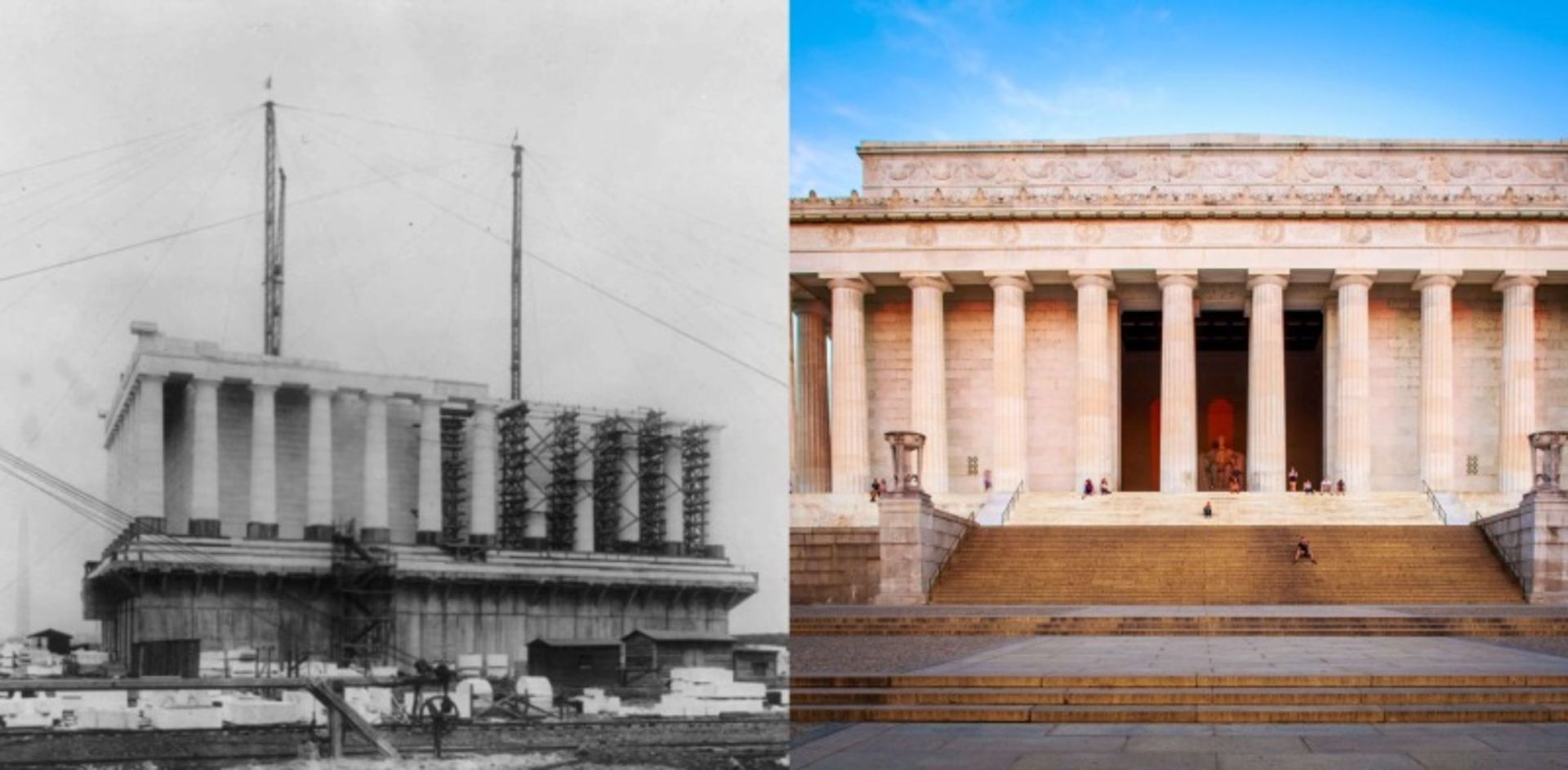 Lincoln Monume in Construction Processes and After Completion