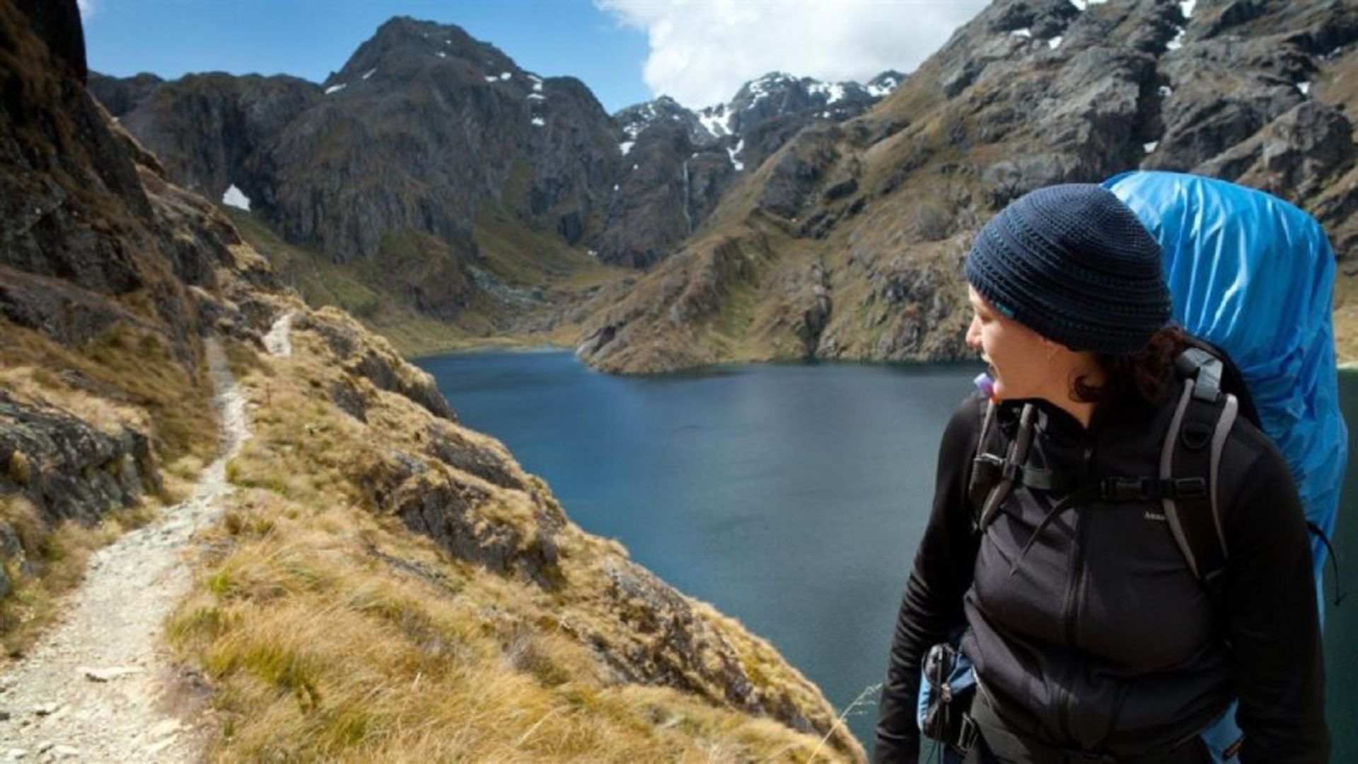 A woman walking on the route of the Rutburn 