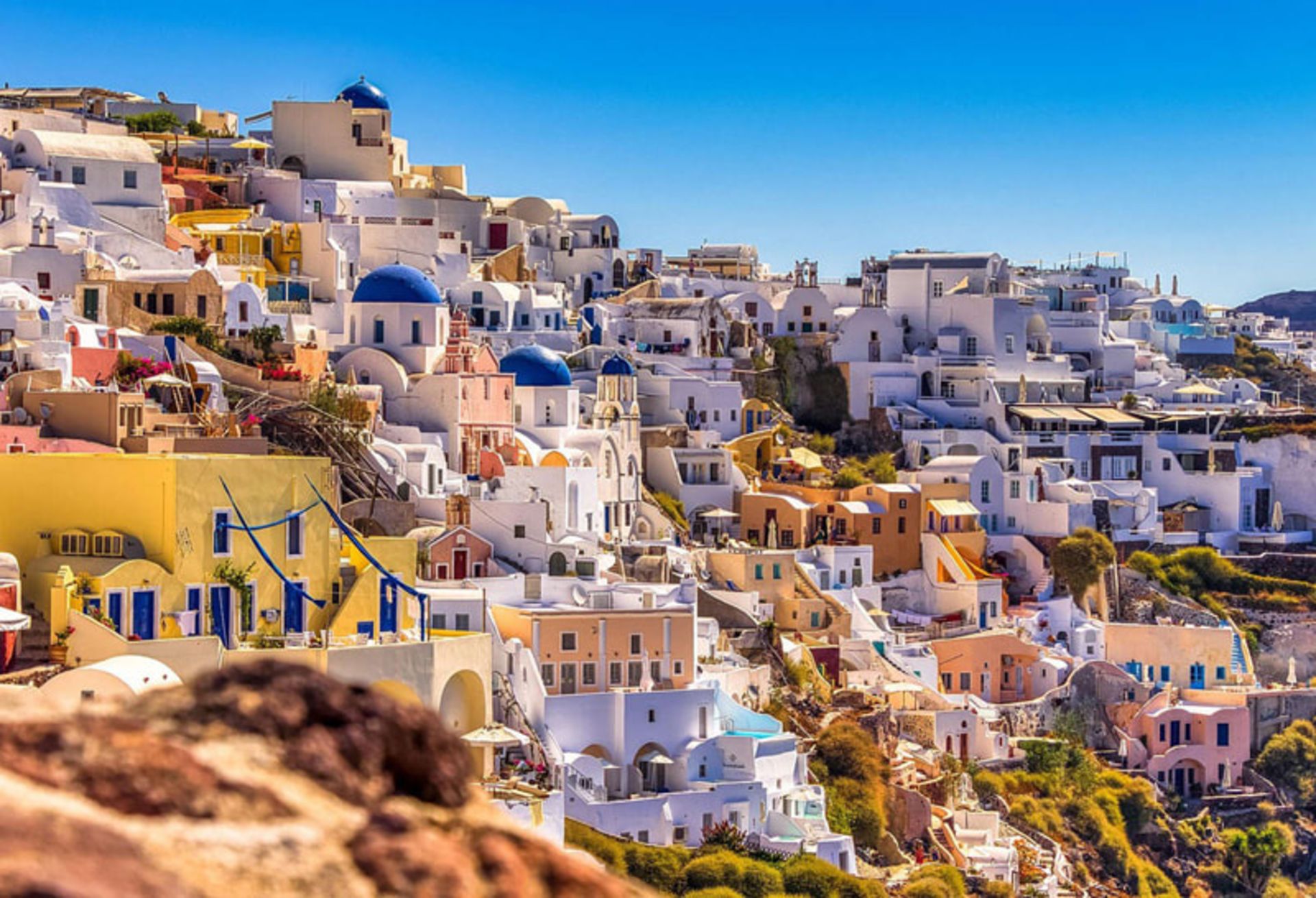 Vision of Saorini city with blue domes