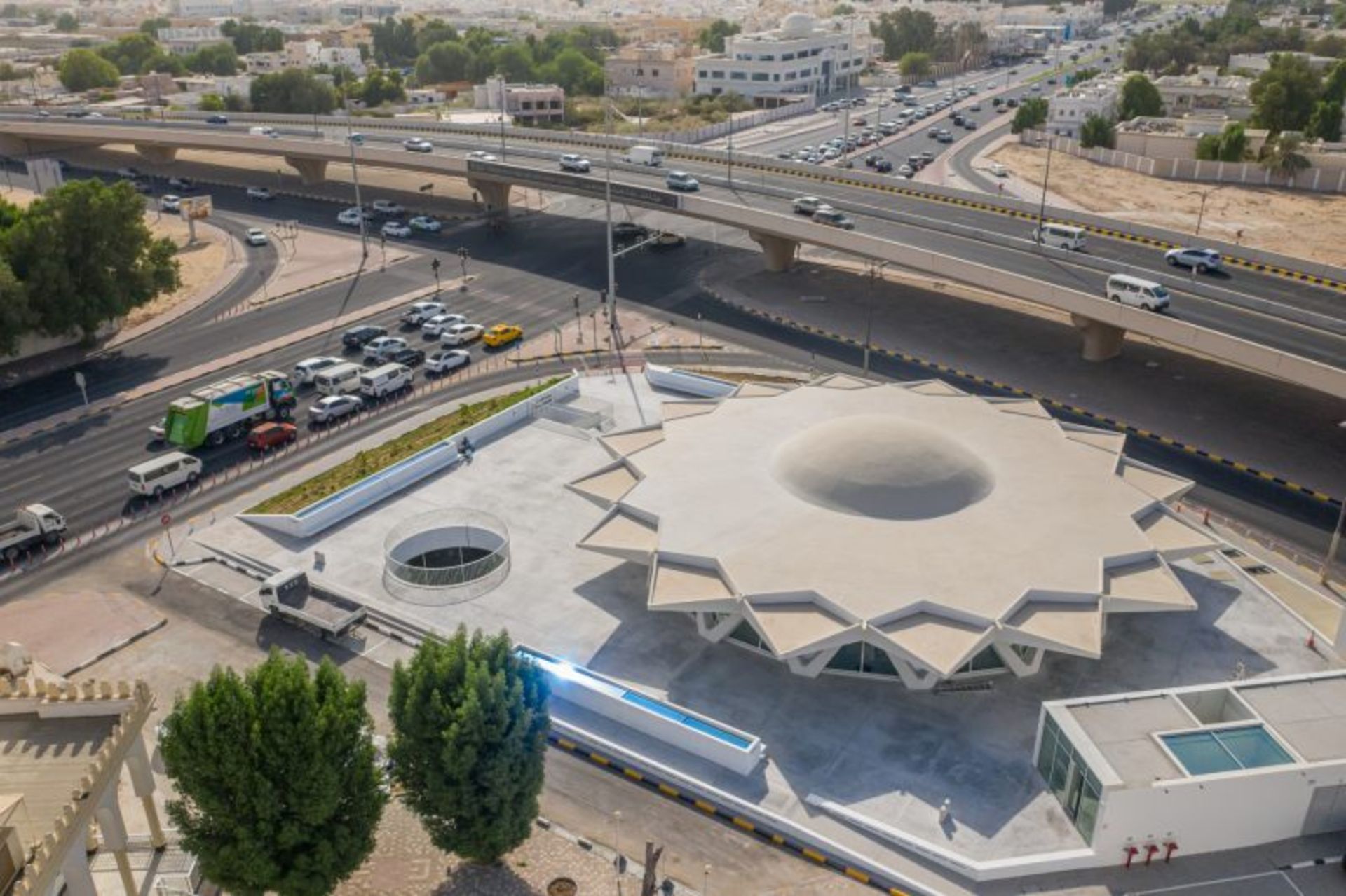 Aerial image of Sharjah bird plate building