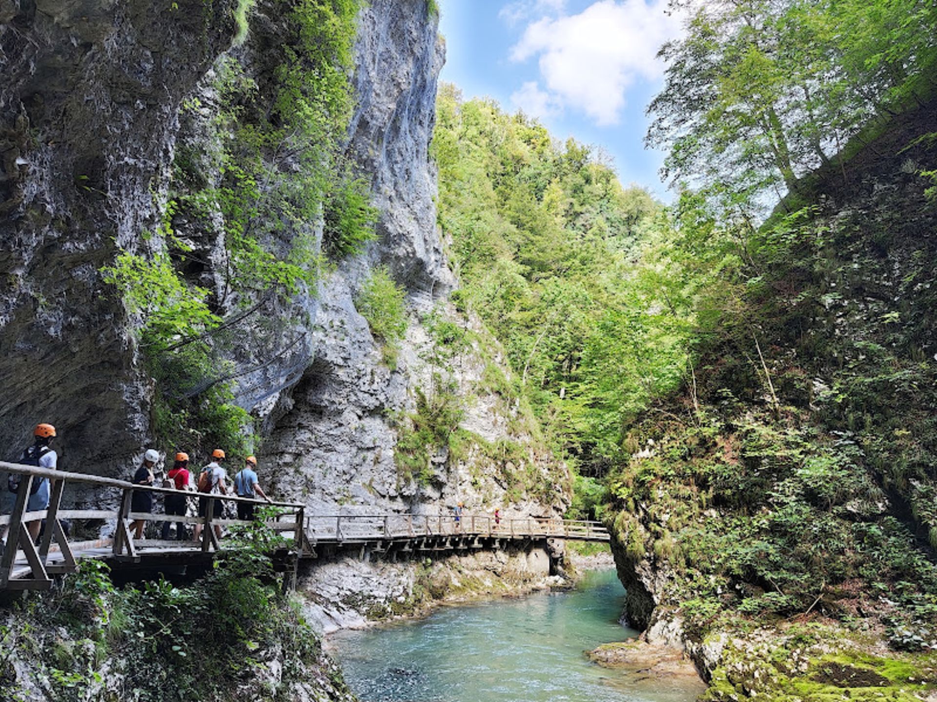 Wooden bridge in the beautiful nature of the Slovenian Triplaw National Park