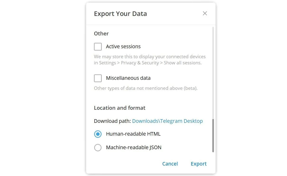 Recovery of deleted telegram messages