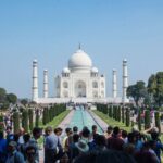 The presence of mass tourists in the Taj Mahal area